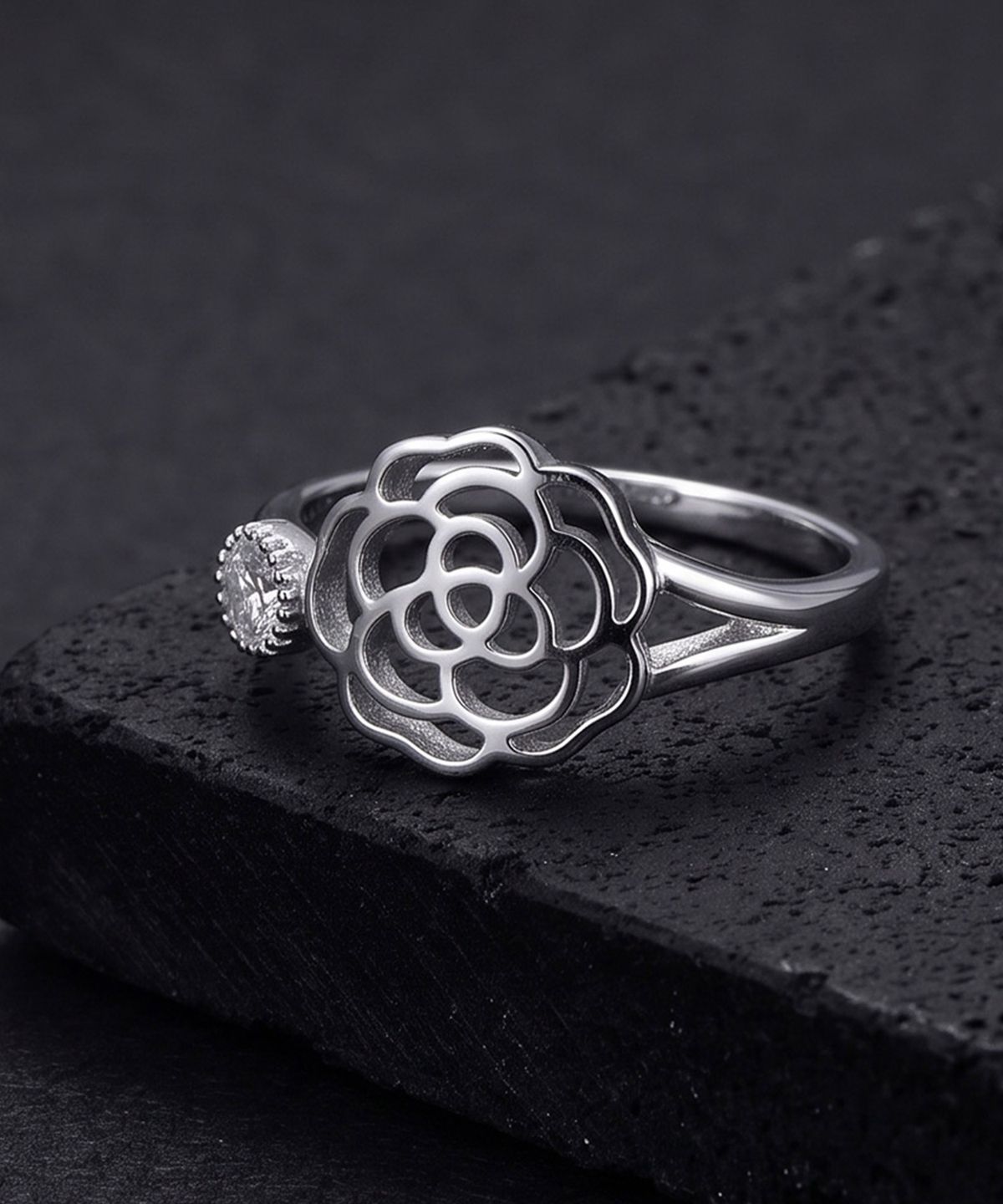 엘렌쥬얼리(HELENE JEWELRY) 실버 Silver 925 로즈 플라워 미스 링 은 반지