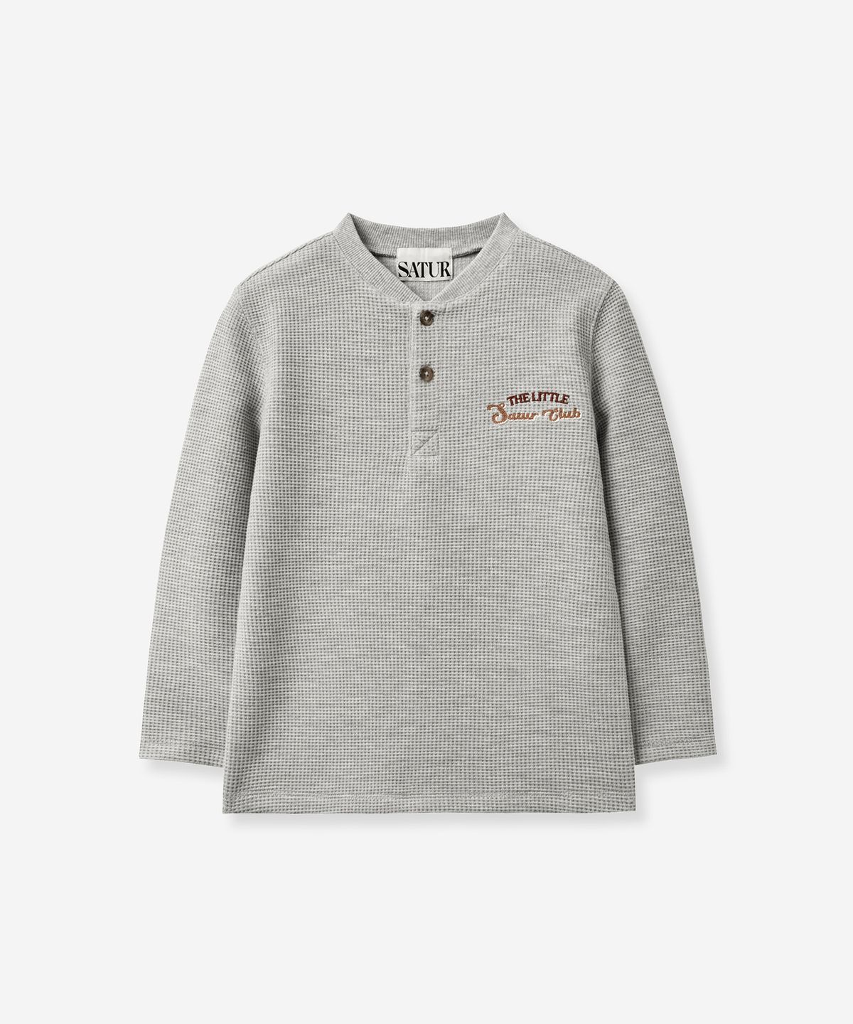 세터 키즈(SATUR KIDS) (K) 와플 헨리넥 롱 슬리브 멜란지 그레이