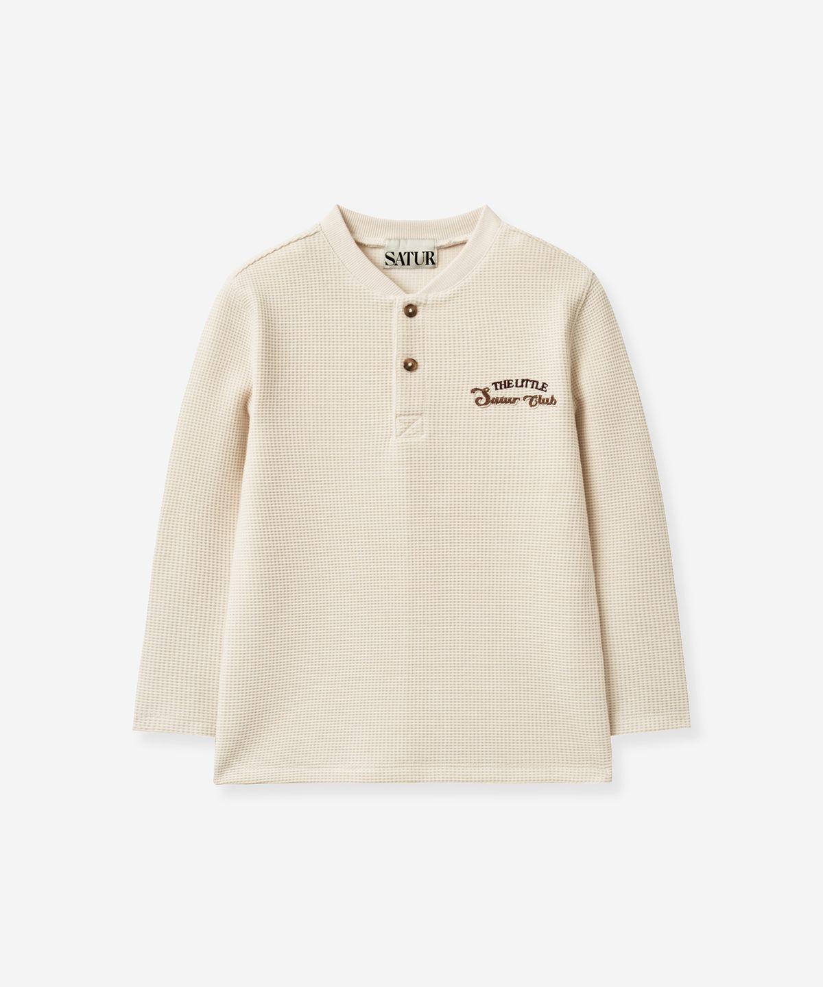세터 키즈(SATUR KIDS) (K) 와플 헨리넥 롱 슬리브 크림