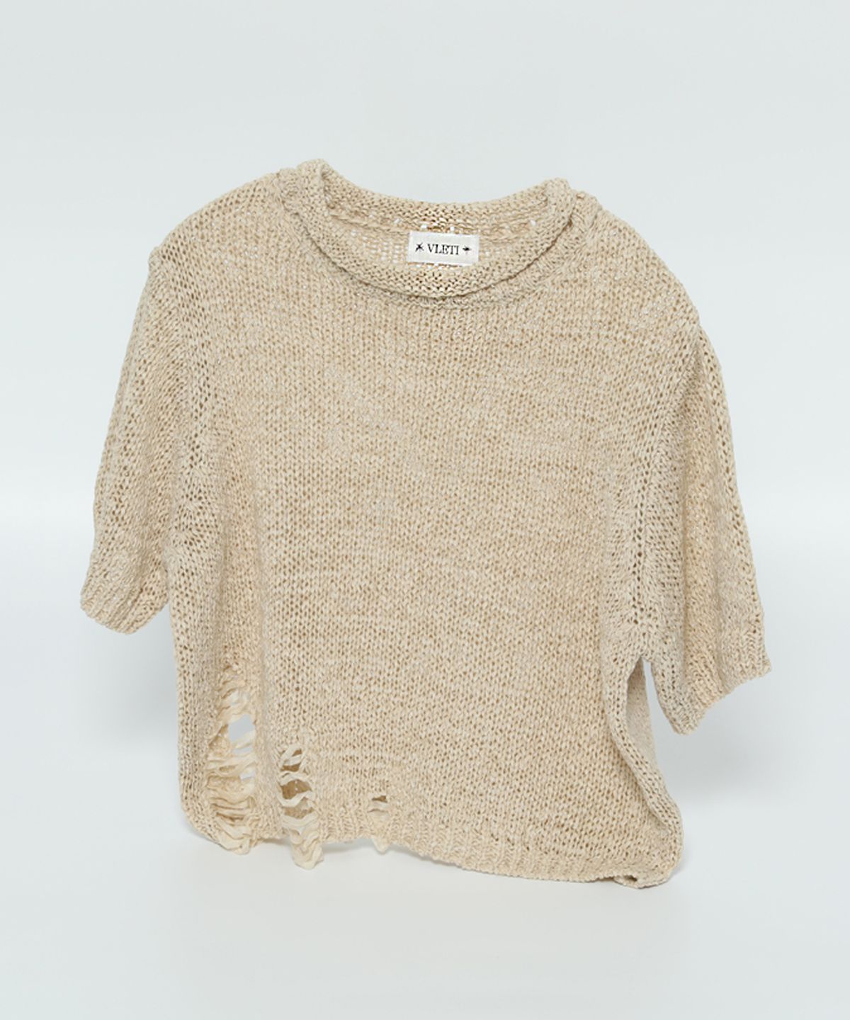 블레티(VLETI) Summer Round Damage Half knit (Beige)