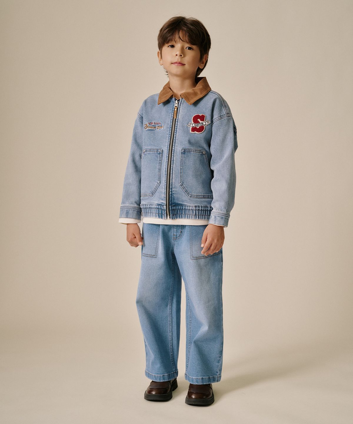 세터 키즈(SATUR KIDS) (K) 코듀로이 칼라 데님 자켓 블루