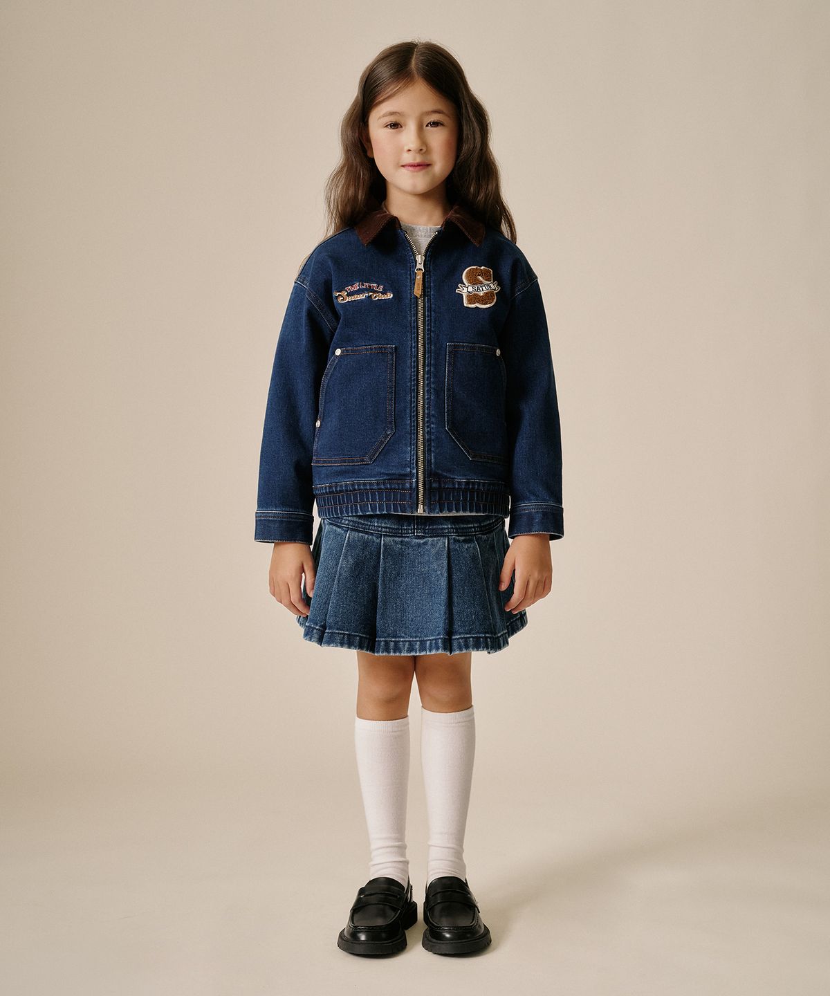 세터 키즈(SATUR KIDS) (K) 코듀로이 칼라 데님 자켓 딥 블루