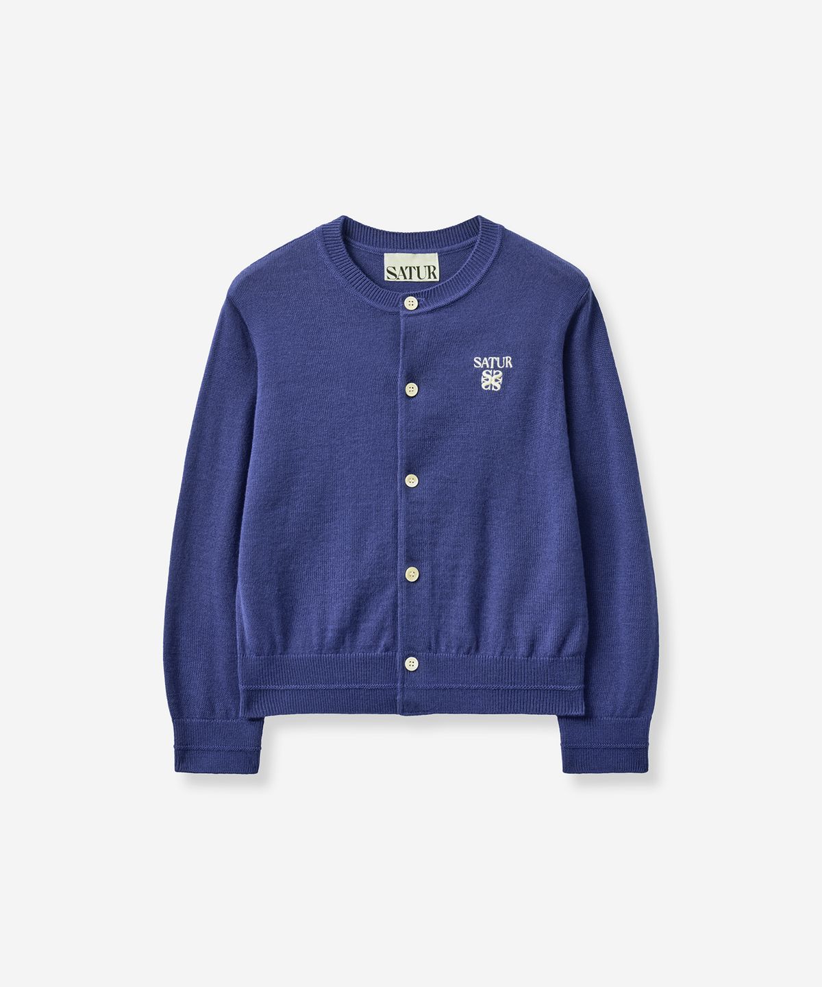 세터 키즈(SATUR KIDS) (K) 로렌 베이직 크루넥 파인 가디건 블루