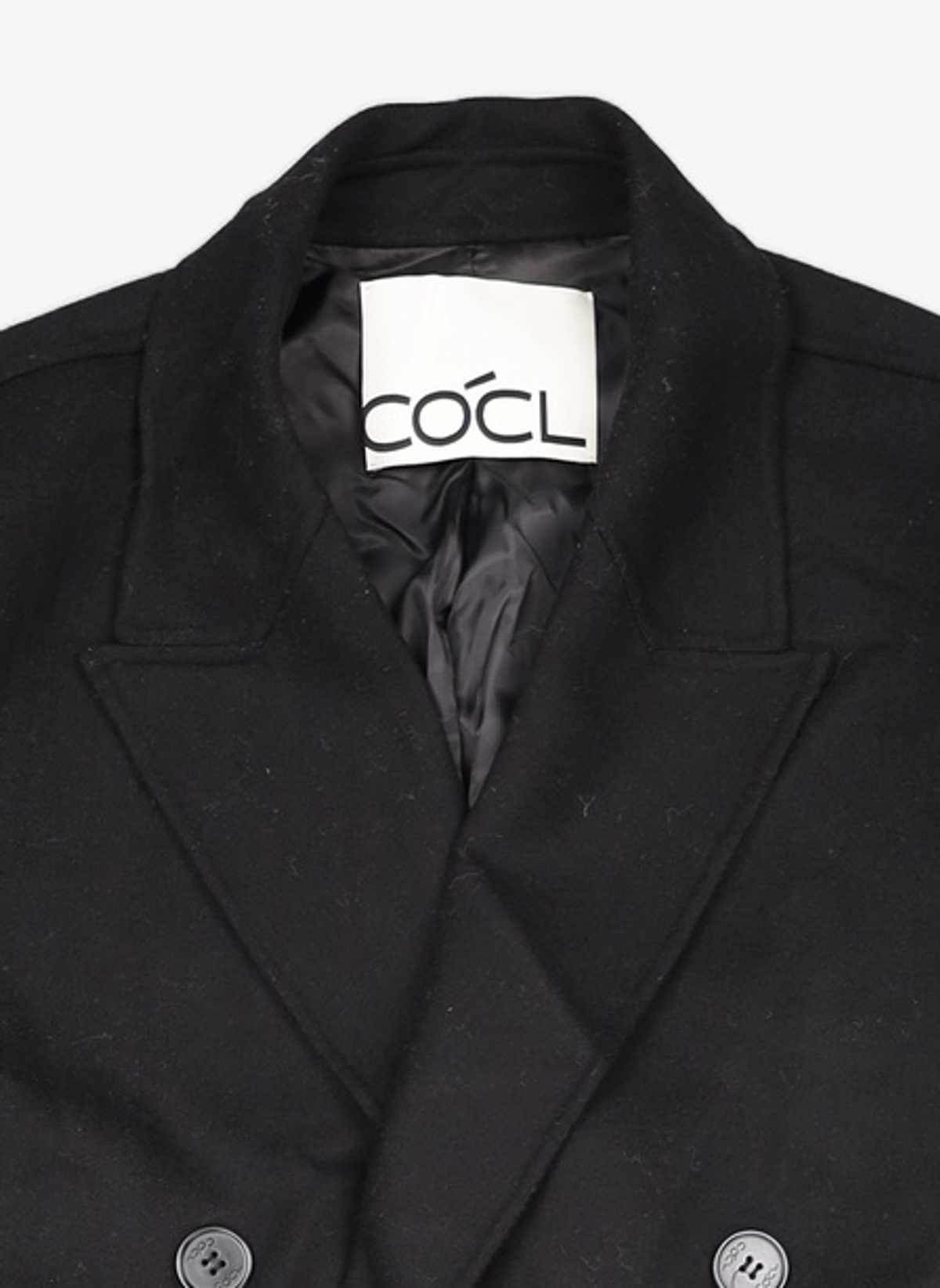 커스텀어클락(COSTUME O’CLOCK) 울 블렌드 핸드 메이드 더블 코트 블랙 COOSCT025BLACK M