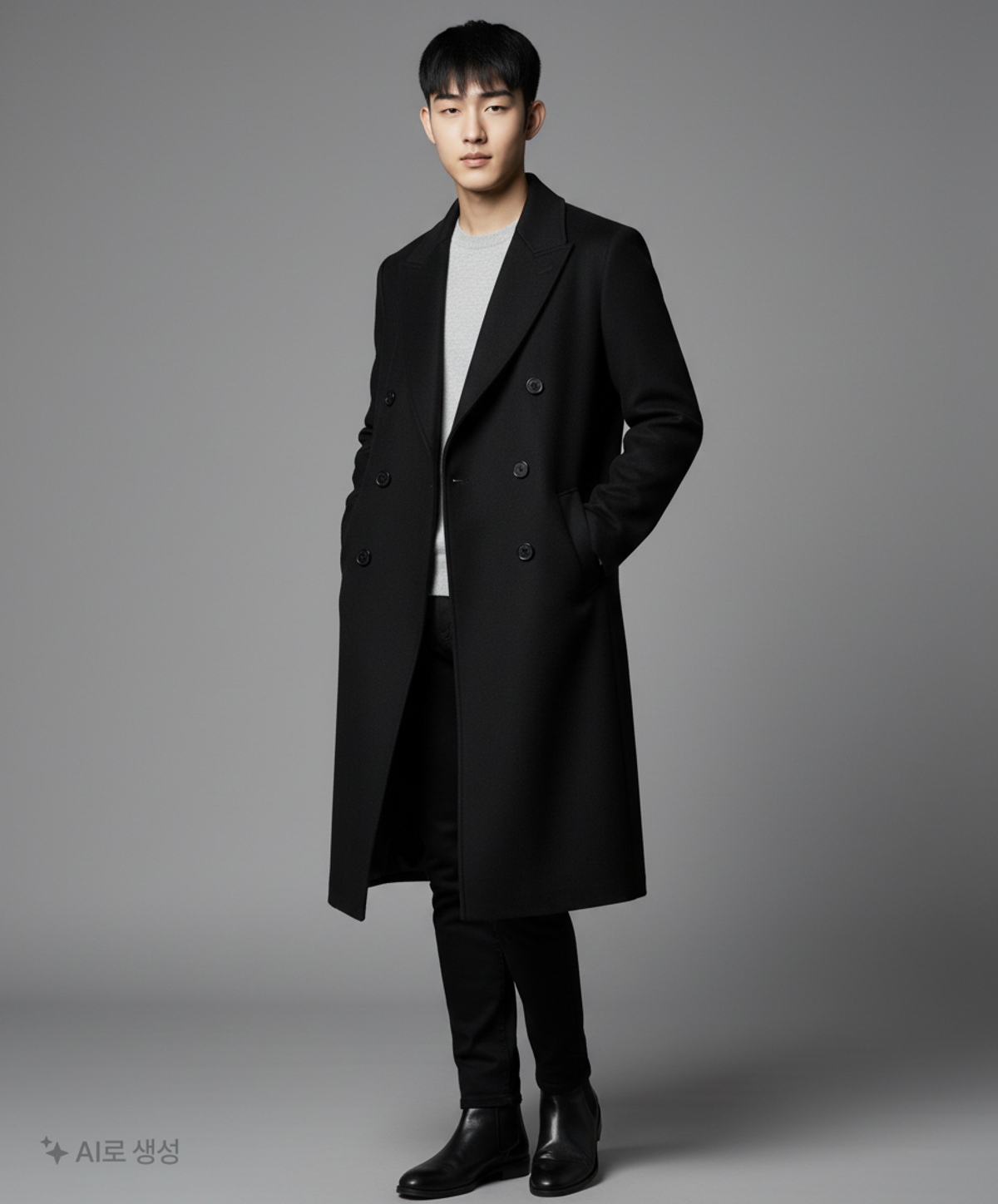 커스텀어클락(COSTUME O’CLOCK) 울 블렌드 핸드 메이드 더블 코트 블랙 COOSCT025BLACK M