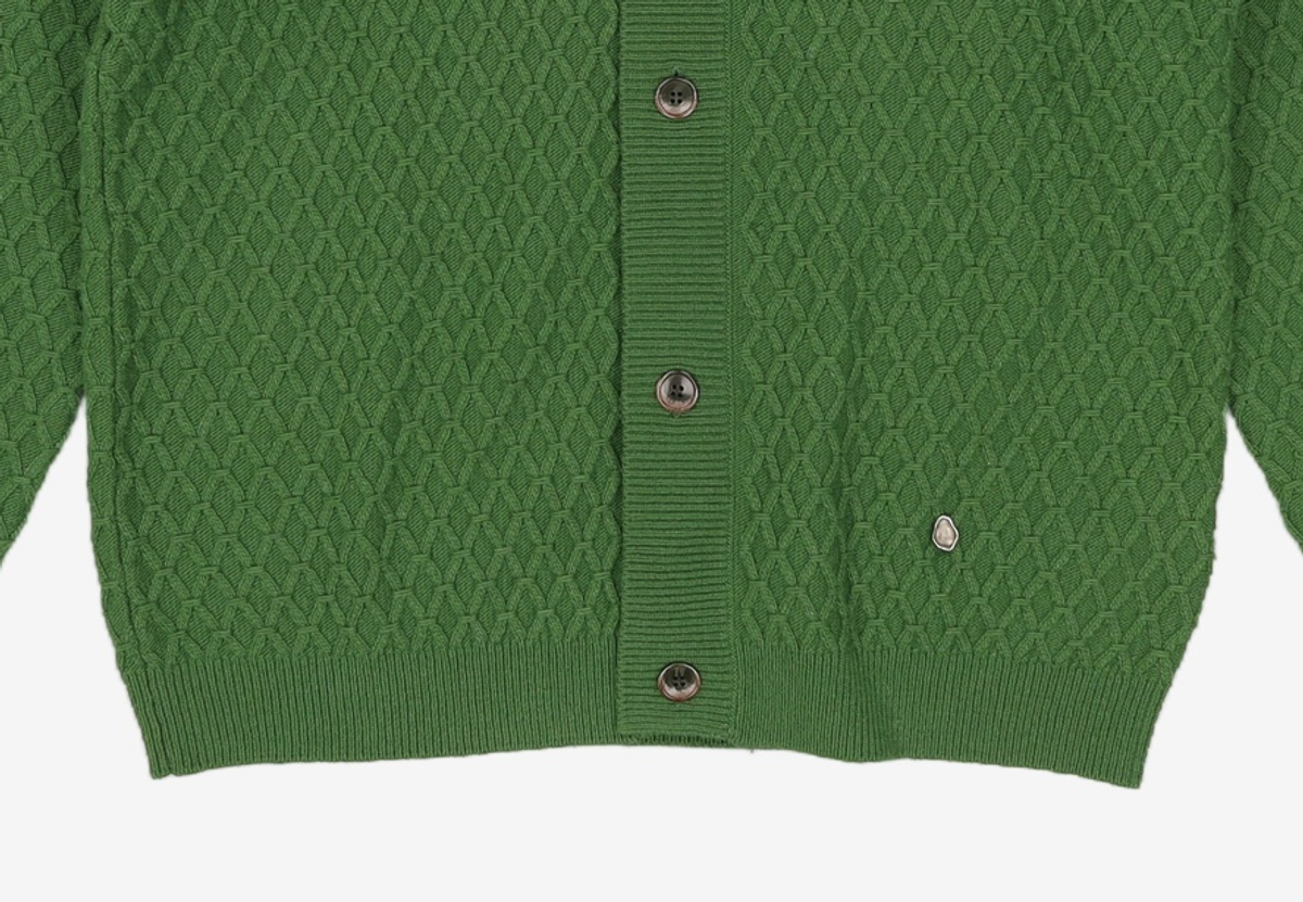 메종미네드(MAISON MINED) WAFFLE COLLAR CARDIGAN GREEN M