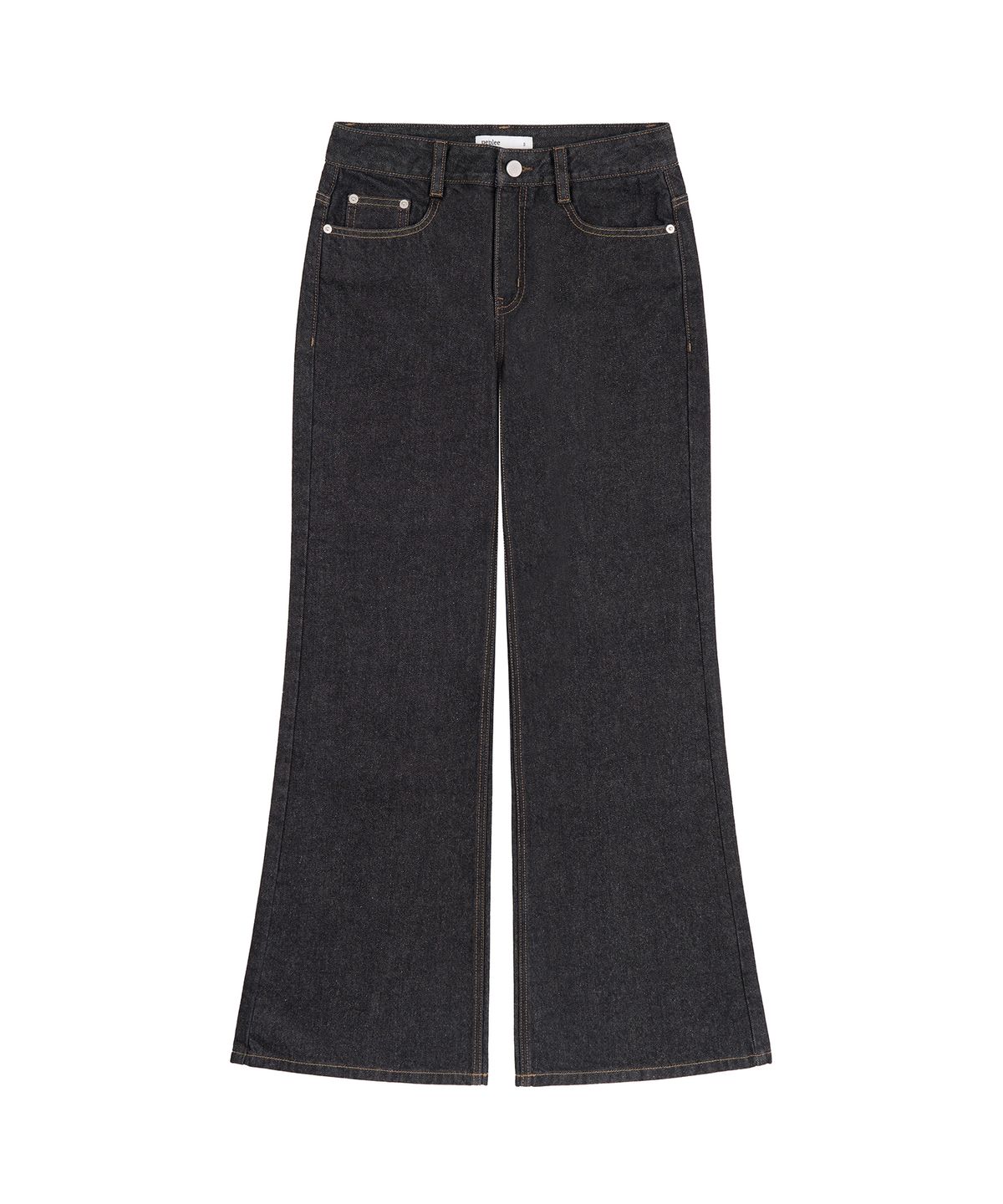 페플리(PEPLEE) Flap Boots Cut Denim Pants (Black)