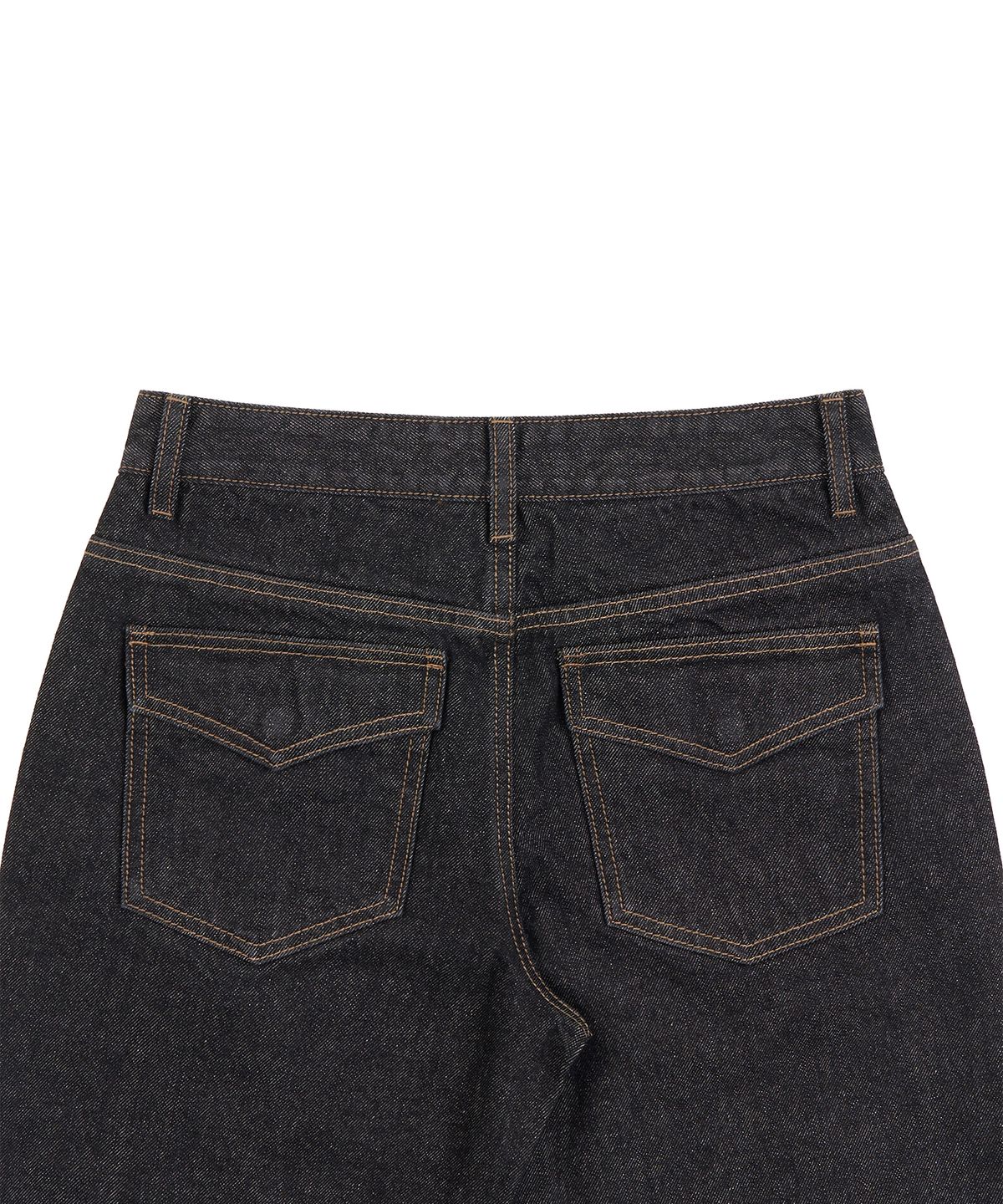 페플리(PEPLEE) Flap Boots Cut Denim Pants (Black)