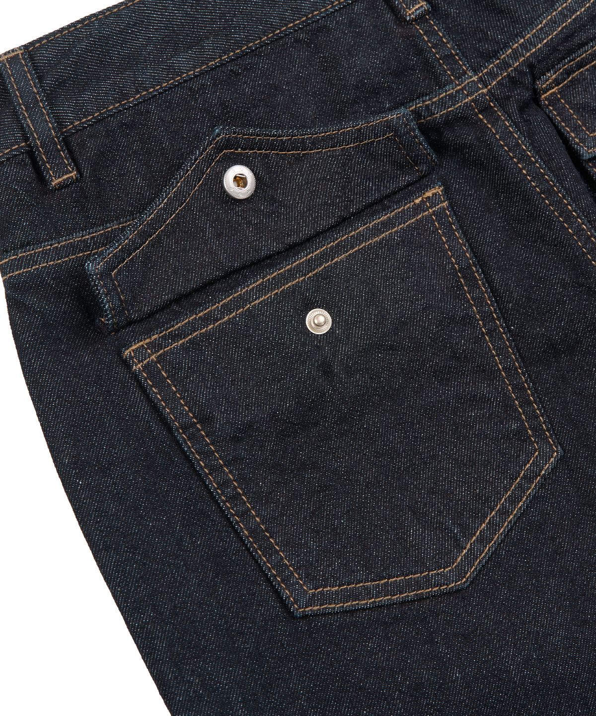 페플리(PEPLEE) Flap Boots Cut Denim Pants (Indigo)