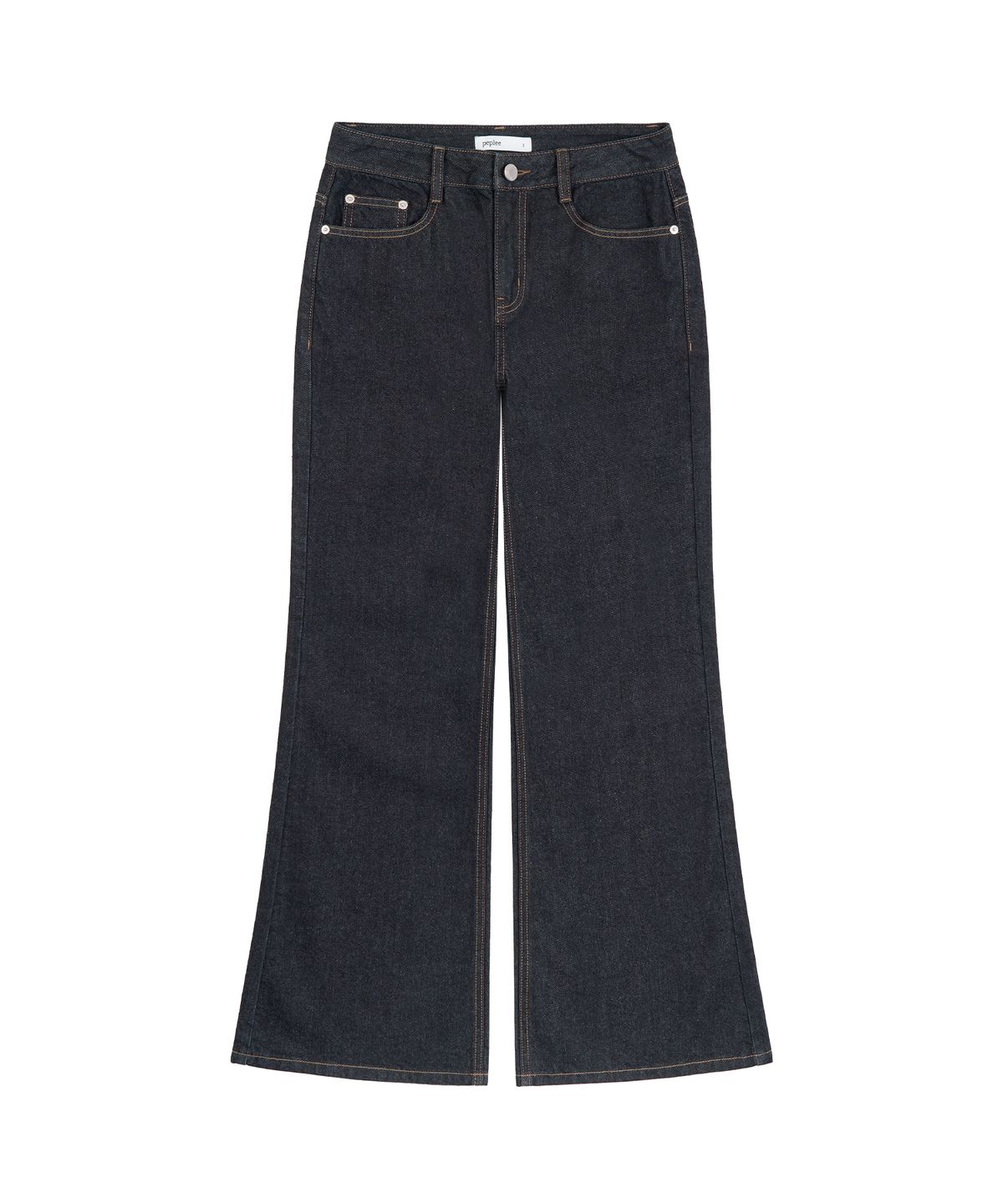 페플리(PEPLEE) Flap Boots Cut Denim Pants (Indigo)