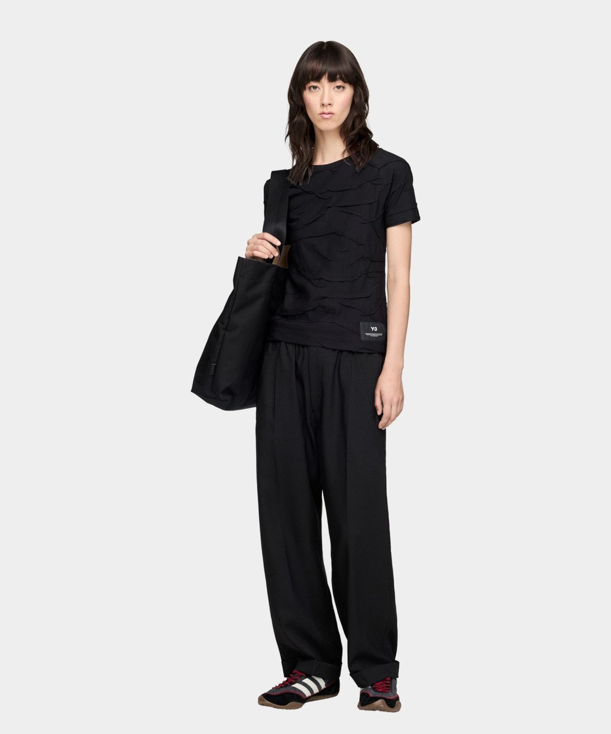와이쓰리(Y-3) (W) 플리티드 숏 슬리브 티셔츠 블랙 PLTD SS TEE BLACK