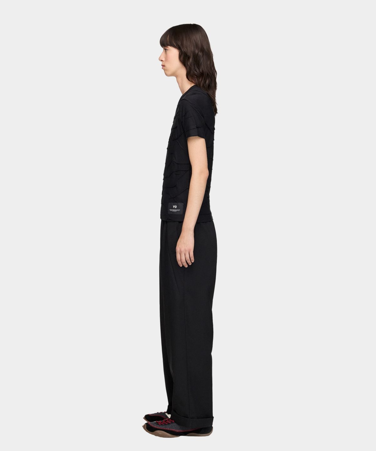 와이쓰리(Y-3) (W) 플리티드 숏 슬리브 티셔츠 블랙 PLTD SS TEE BLACK