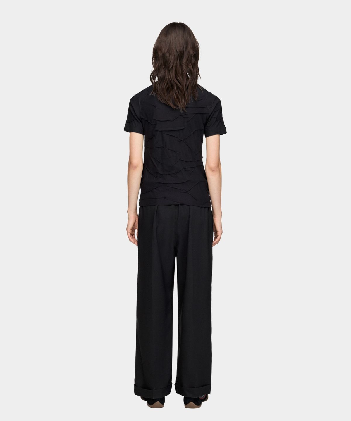 와이쓰리(Y-3) (W) 플리티드 숏 슬리브 티셔츠 블랙 PLTD SS TEE BLACK
