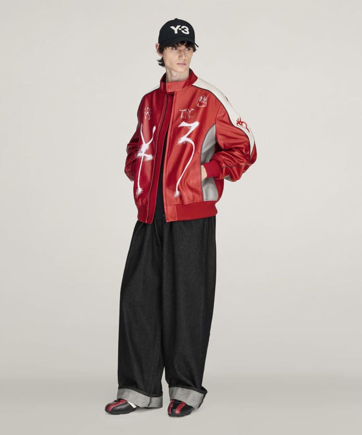 와이쓰리(Y-3) (U) 치토 GFX 레더 재킷 레드 GFX LEATHR JKT RED