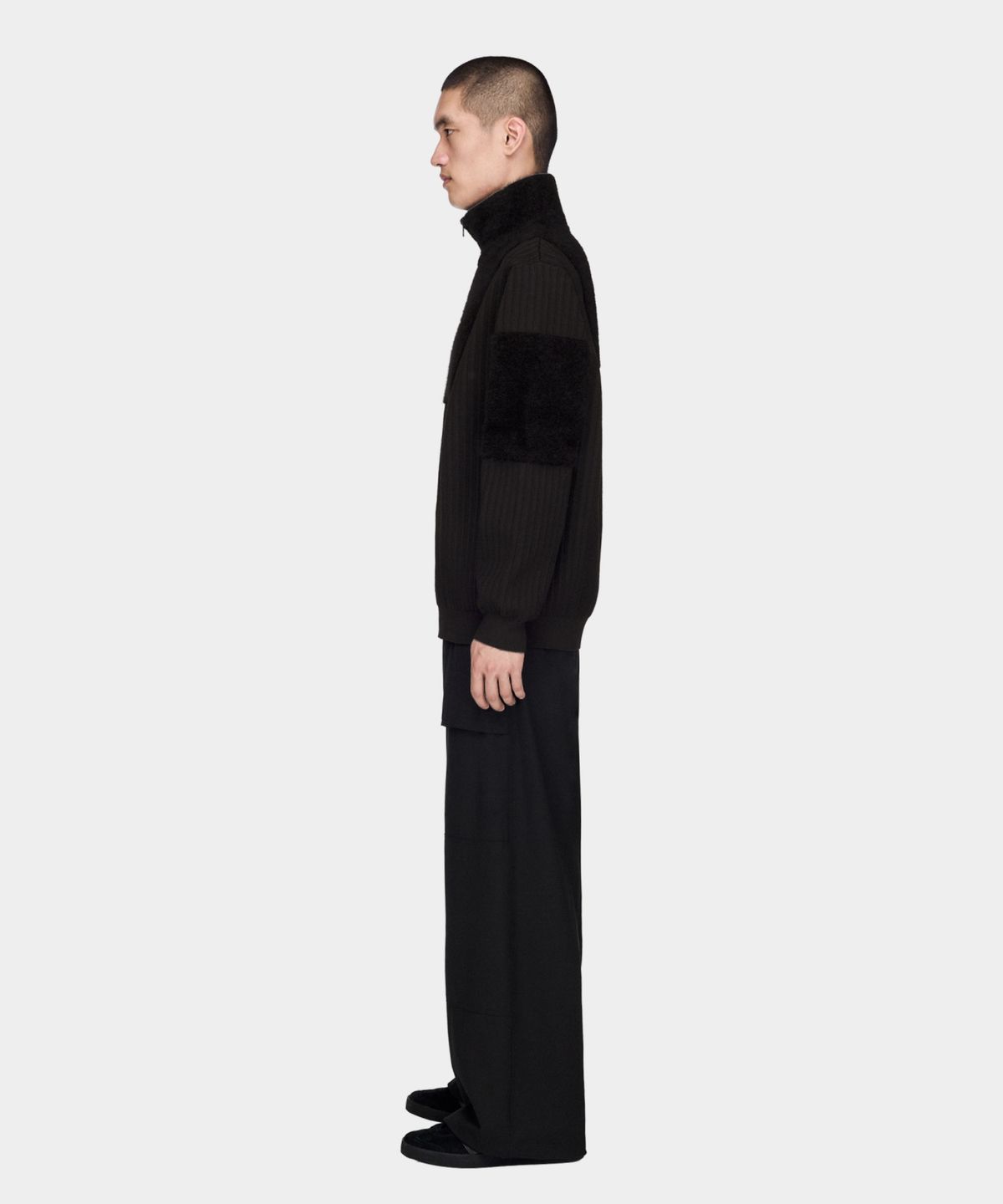 와이쓰리(Y-3) (U) 하프 집 니트 블랙 M 1/2 ZIP KNIT BLACK