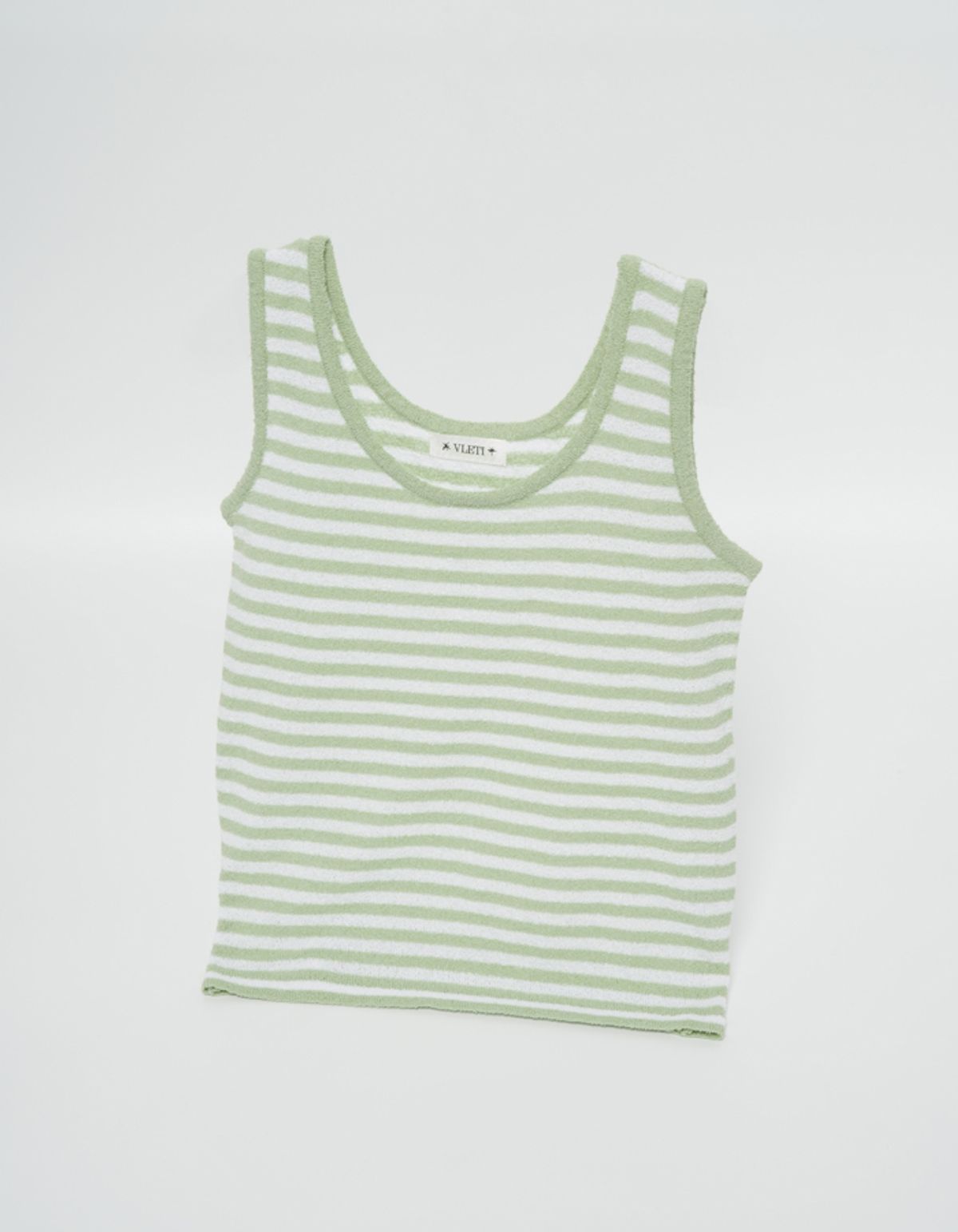 블레티(VLETI) Round Stripe Knit Sleeveless (Yellow_green)