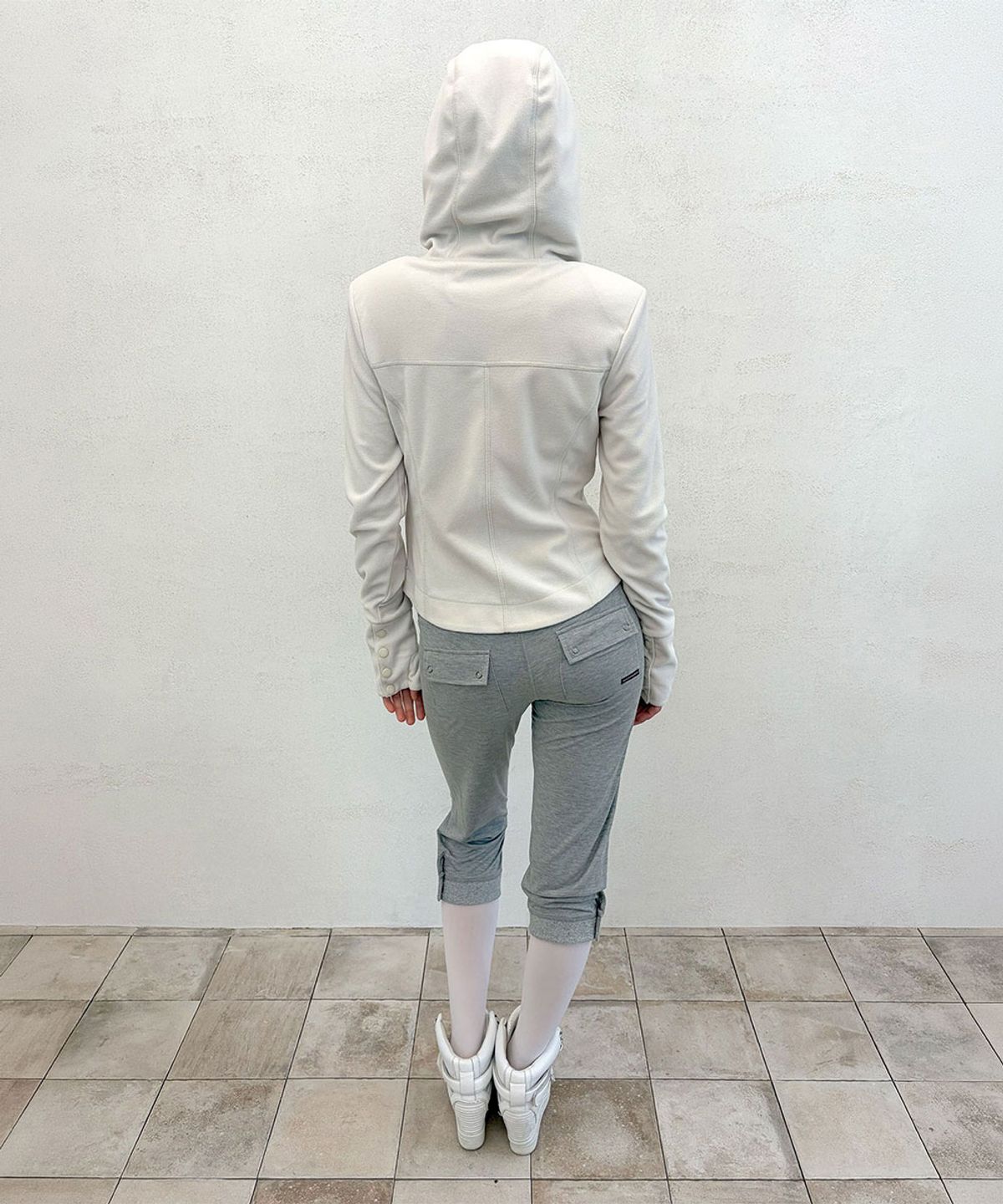 스컬프터(SCULPTOR) Hooded Zip-Up Fleece Jacket Dirty White