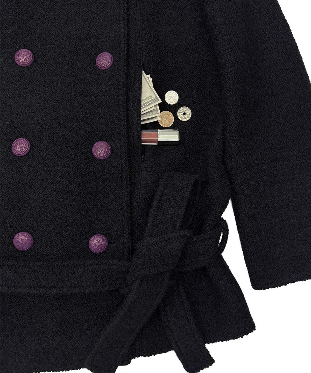 스컬프터(SCULPTOR) Wool Trench Half Coat Black