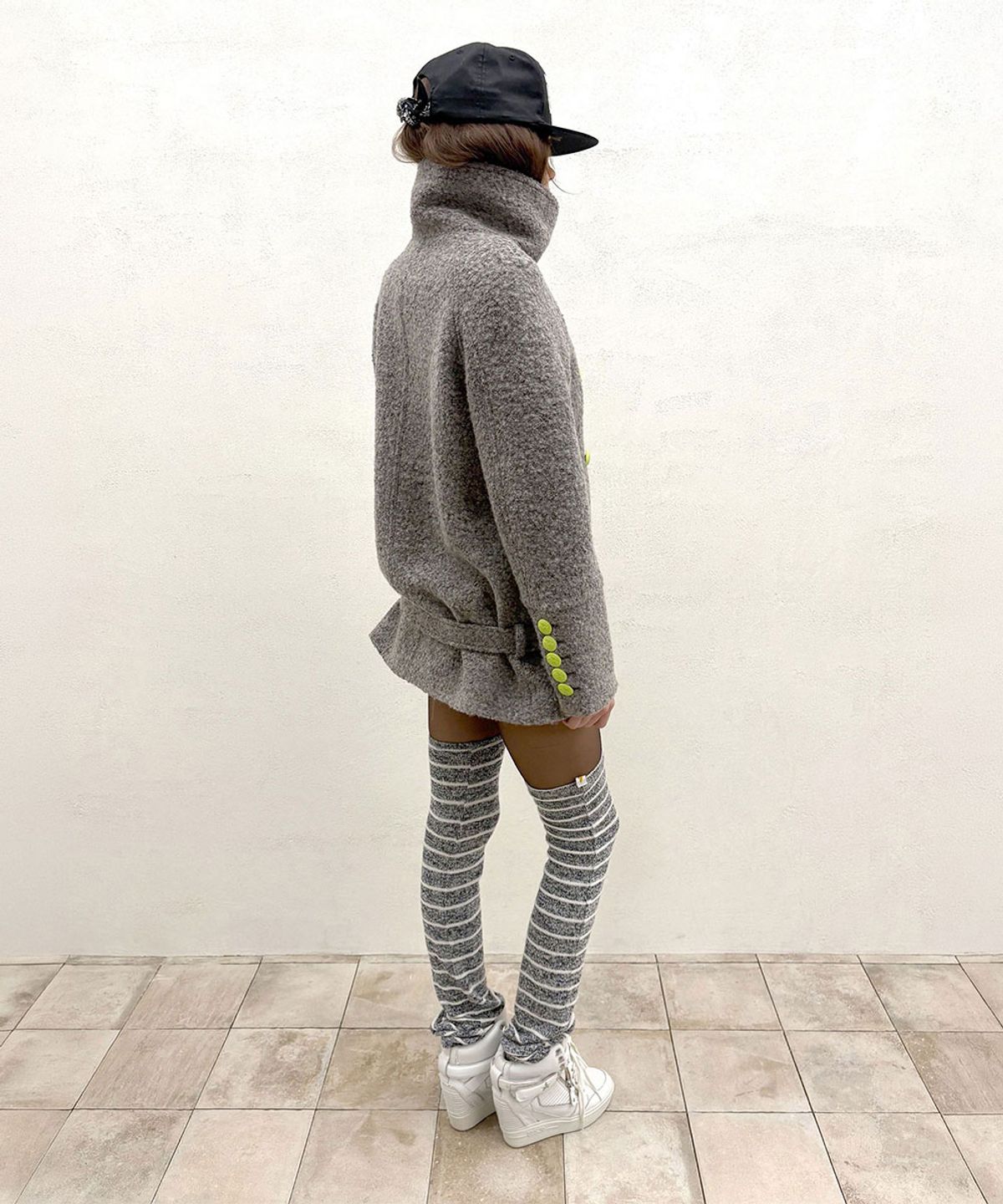 스컬프터(SCULPTOR) Wool Trench Half Coat Melange Gray