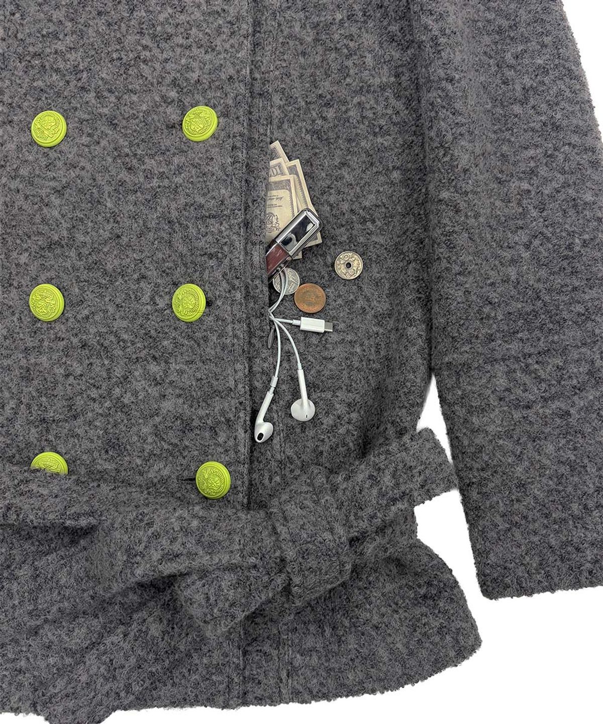 스컬프터(SCULPTOR) Wool Trench Half Coat Melange Gray