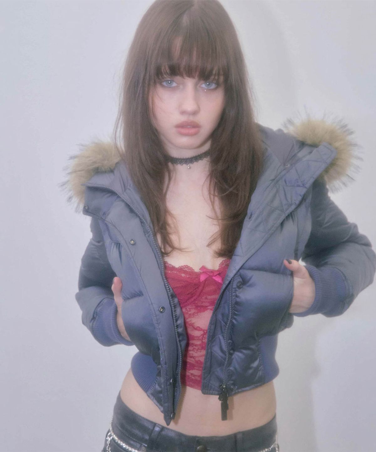 스컬프터(SCULPTOR) Cropped Hooded Puffer Charcoal