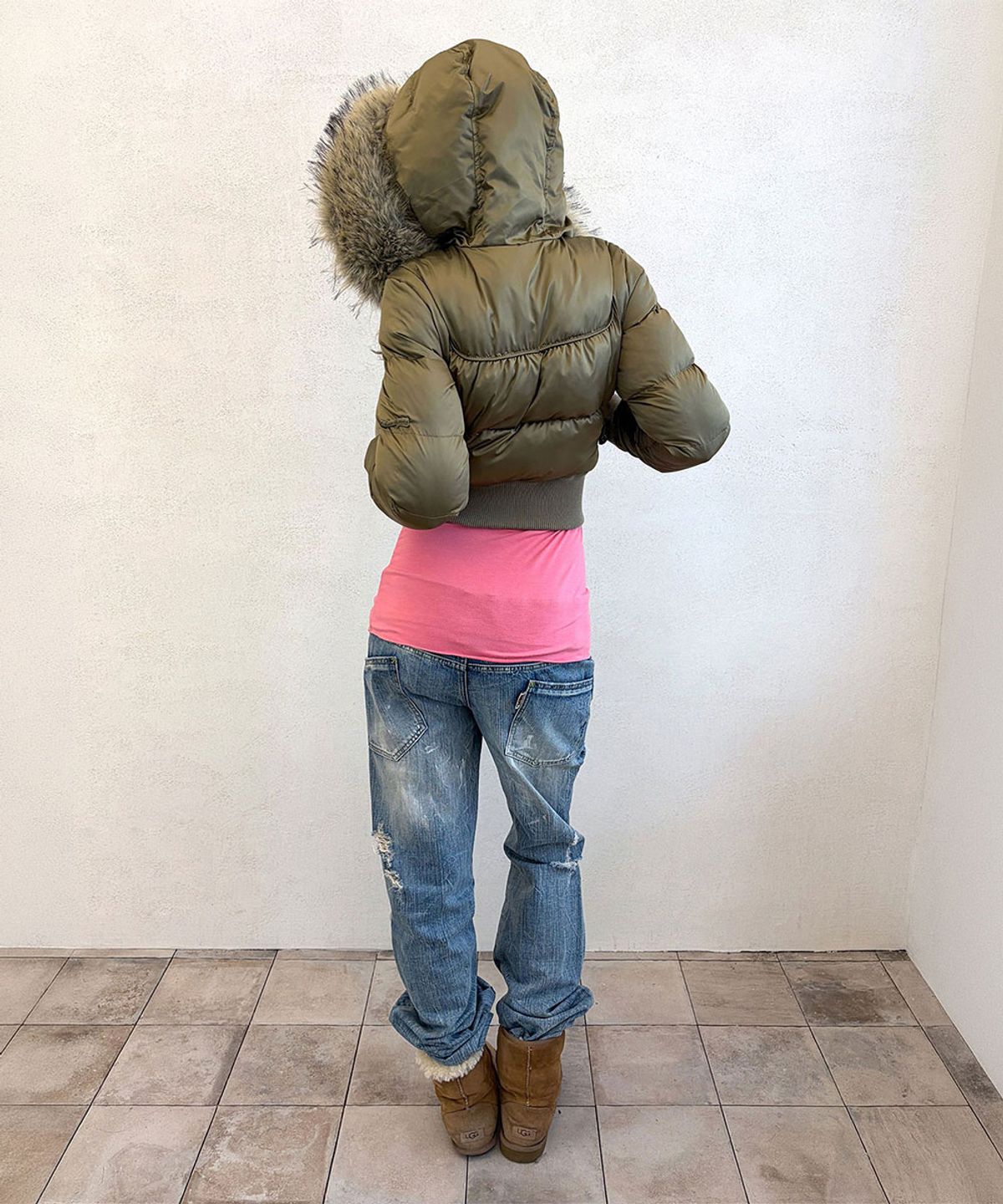 스컬프터(SCULPTOR) Cropped Hooded Puffer Khaki