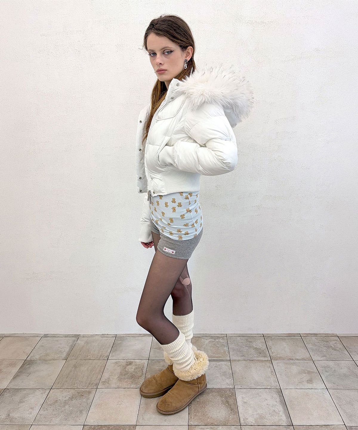 스컬프터(SCULPTOR) Cropped Hooded Puffer White