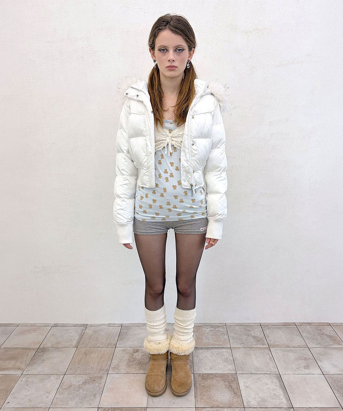 스컬프터(SCULPTOR) Cropped Hooded Puffer White