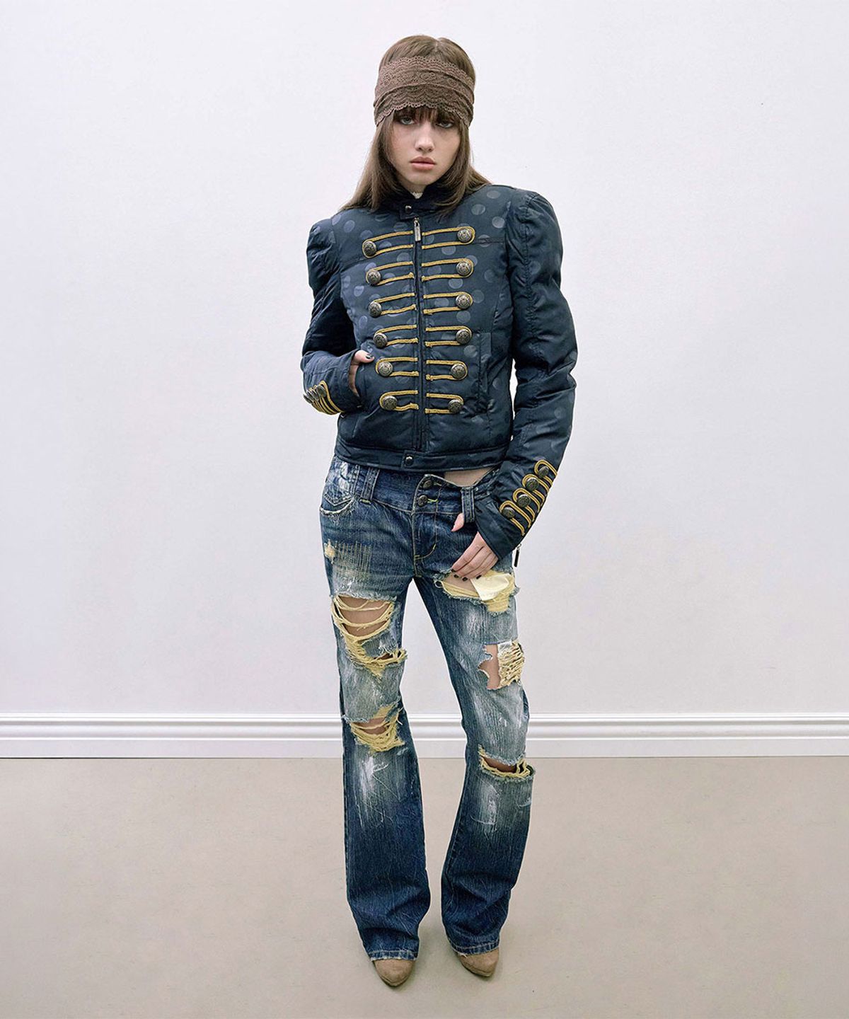 스컬프터(SCULPTOR) Napoleon Puffer Jacket Navy Dot