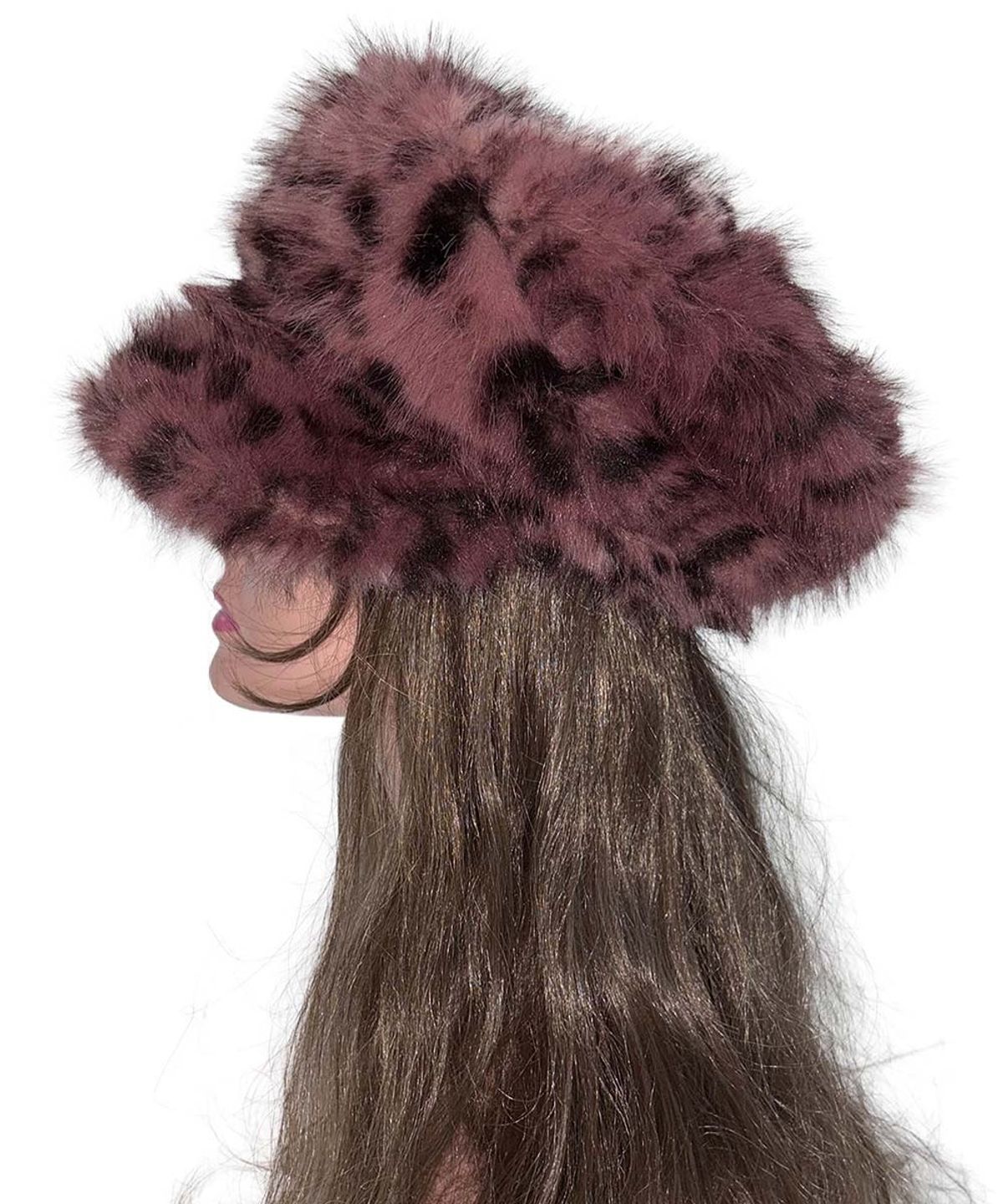 스컬프터(SCULPTOR) Chunky Fur Newsboy Cap Harajuku Leopard