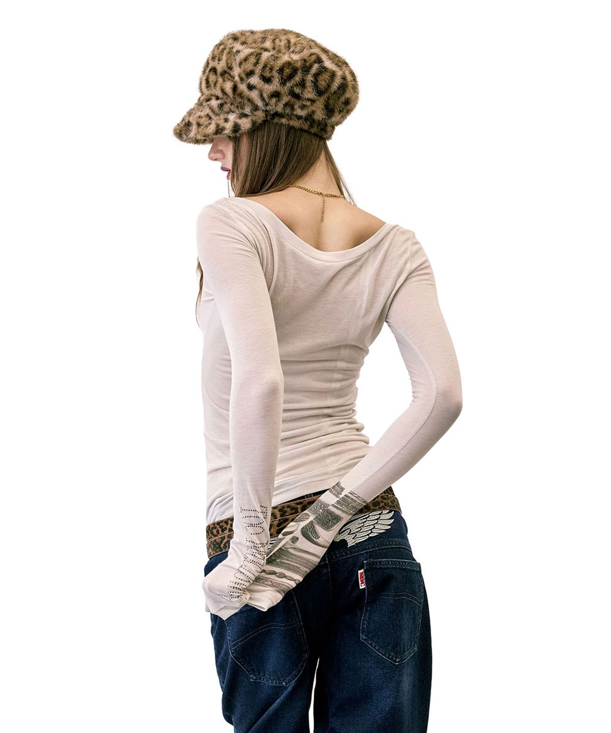 스컬프터(SCULPTOR) Chunky Fur Newsboy Cap Leopard
