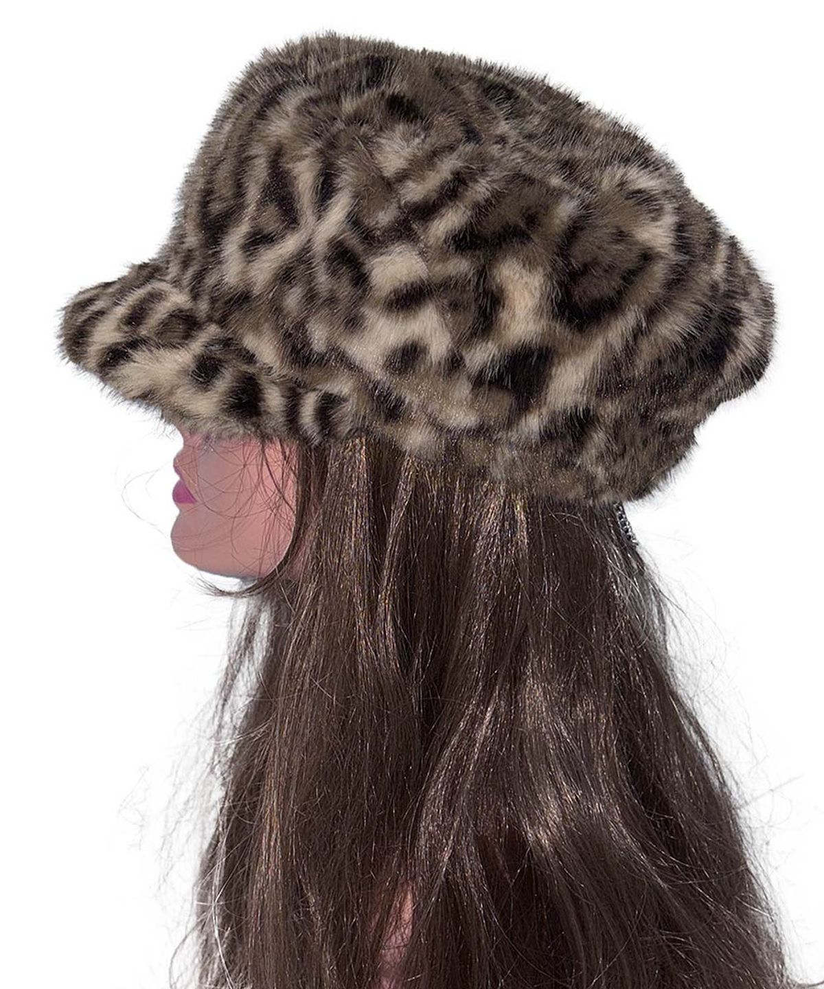스컬프터(SCULPTOR) Chunky Fur Newsboy Cap Leopard