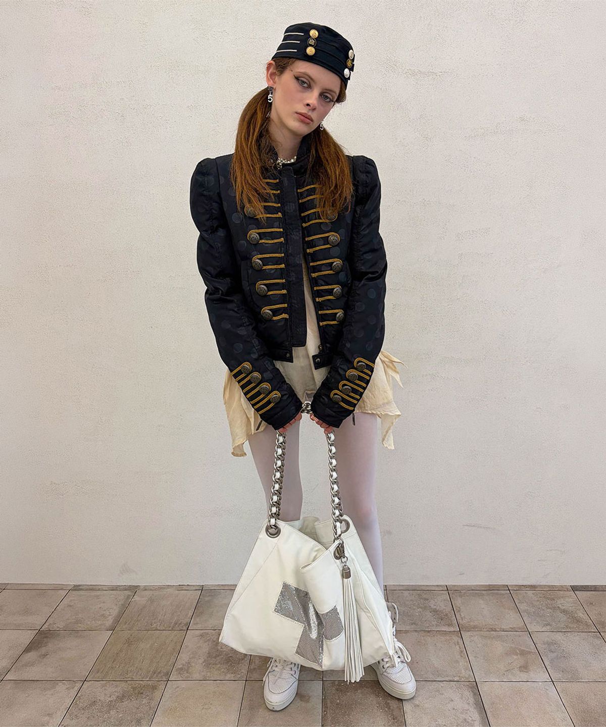 스컬프터(SCULPTOR) Cross Chainmail Big Bag White