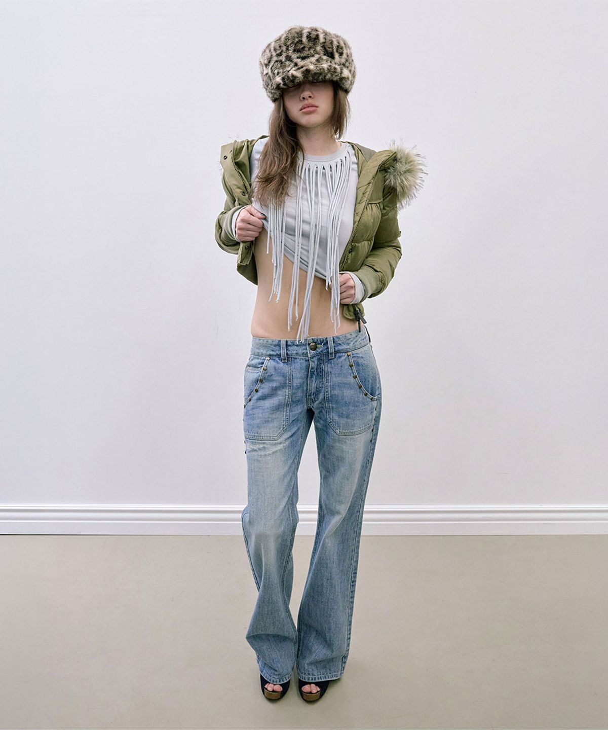 스컬프터(SCULPTOR) Stud Straight Jeans Light Blue