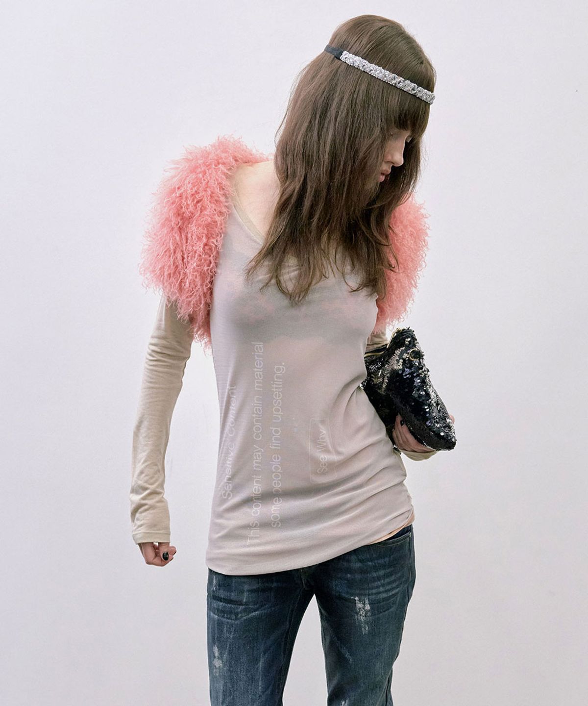 스컬프터(SCULPTOR) Shaggy Faux Fur Bolero Pink