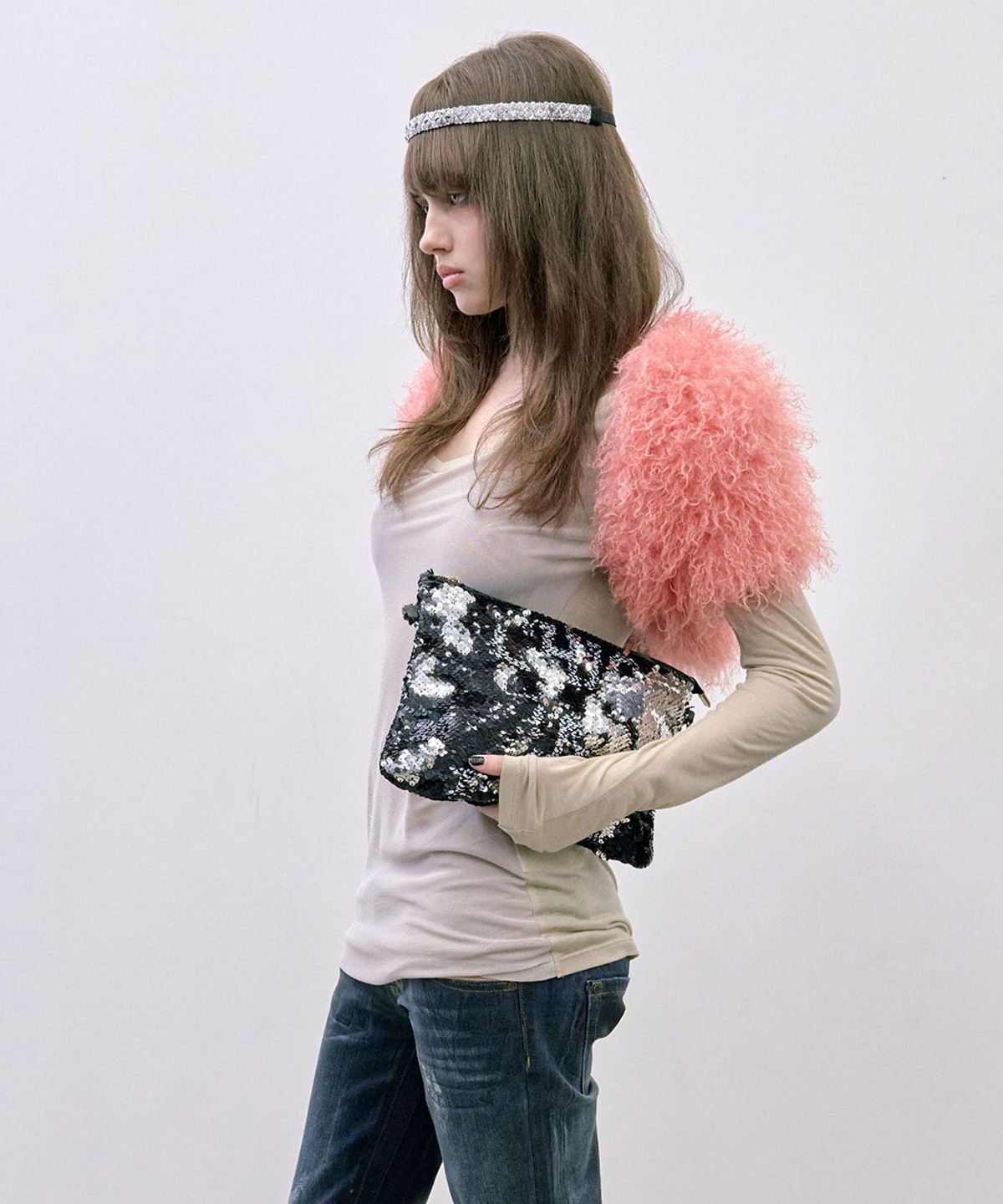 스컬프터(SCULPTOR) Shaggy Faux Fur Bolero Pink