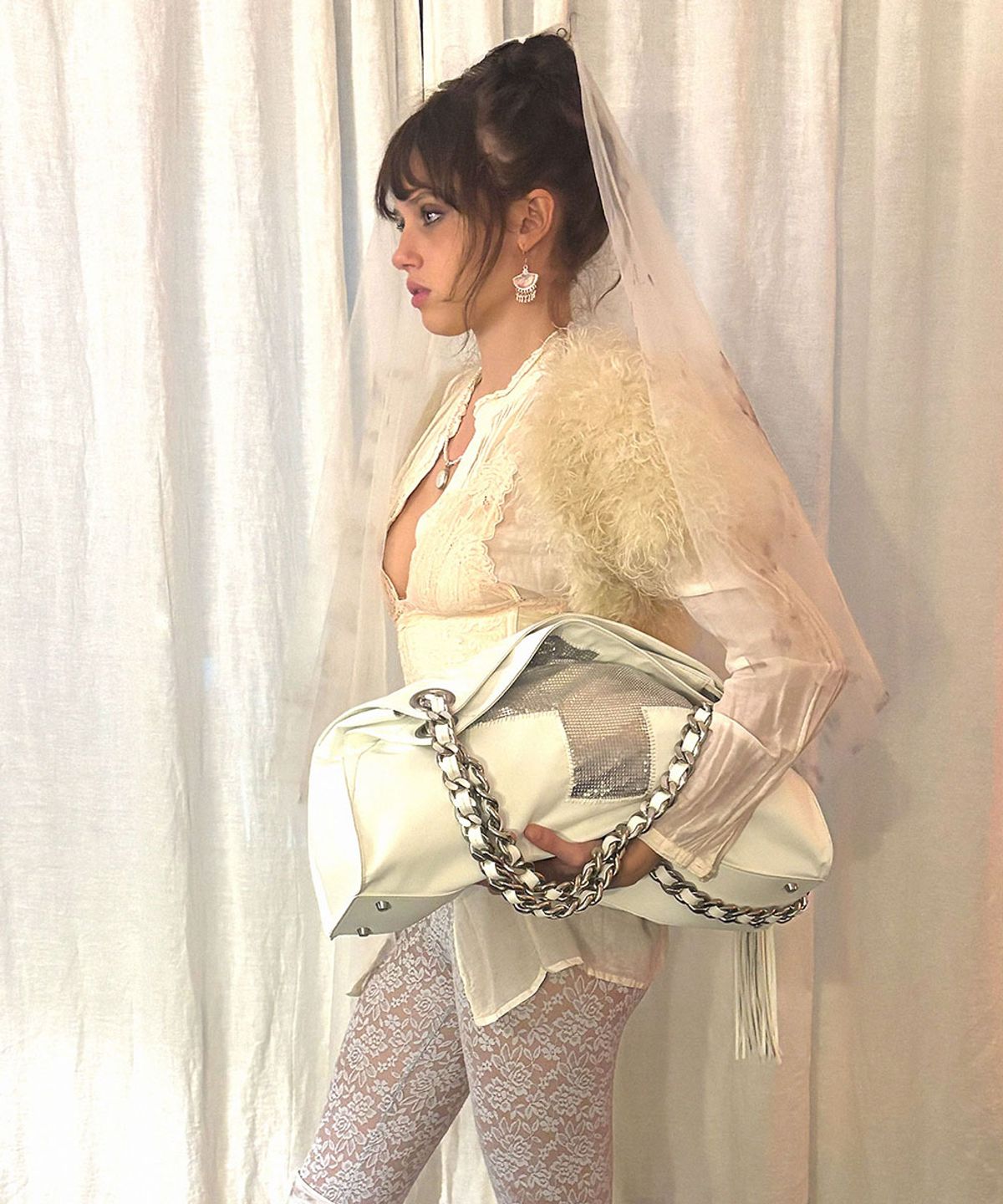 스컬프터(SCULPTOR) Shaggy Faux Fur Bolero Raw