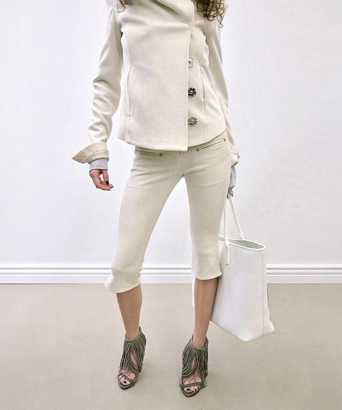 스컬프터(SCULPTOR) Corduroy Capri Pants White