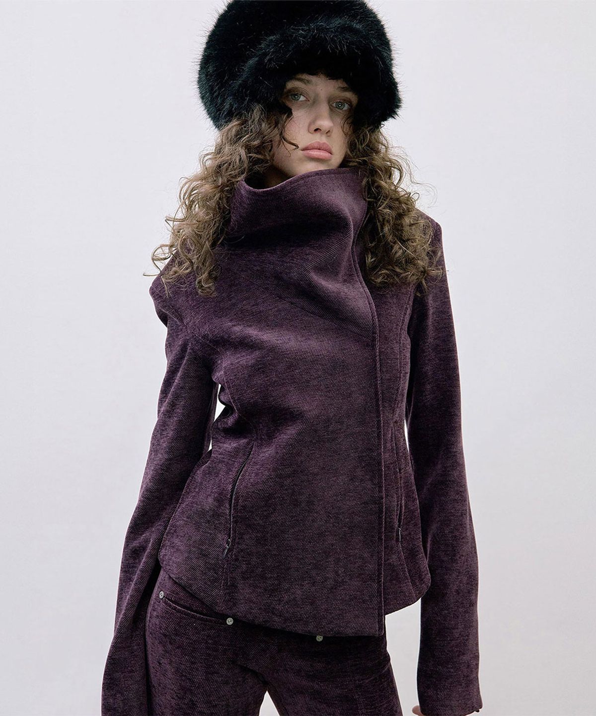 스컬프터(SCULPTOR) Mockneck Corduroy Jacket Deep Plum