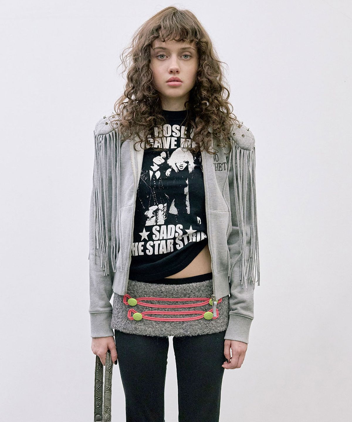 스컬프터(SCULPTOR) Padded Shoulder Zip-Up Hoodie Melange Gray