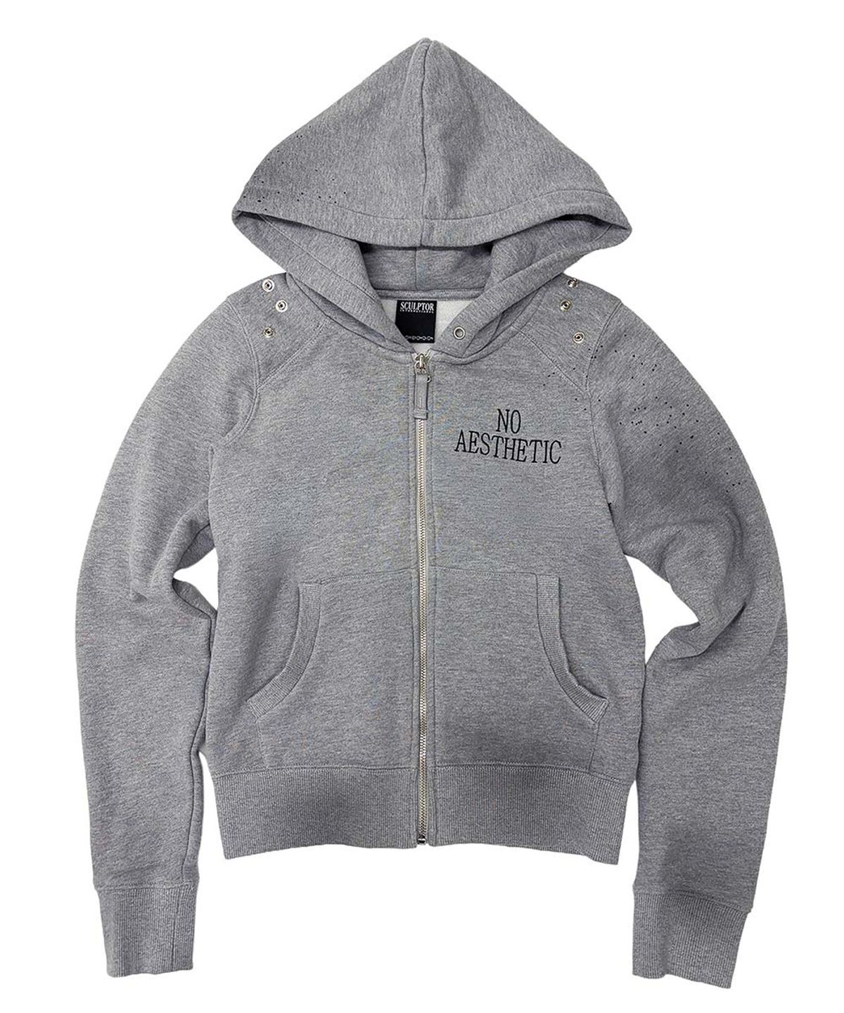 스컬프터(SCULPTOR) Padded Shoulder Zip-Up Hoodie Melange Gray
