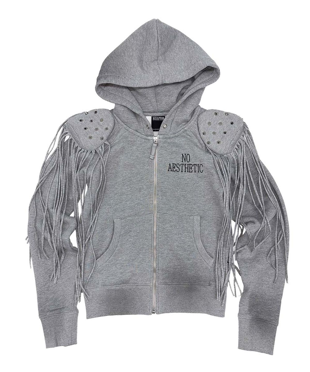 스컬프터(SCULPTOR) Padded Shoulder Zip-Up Hoodie Melange Gray