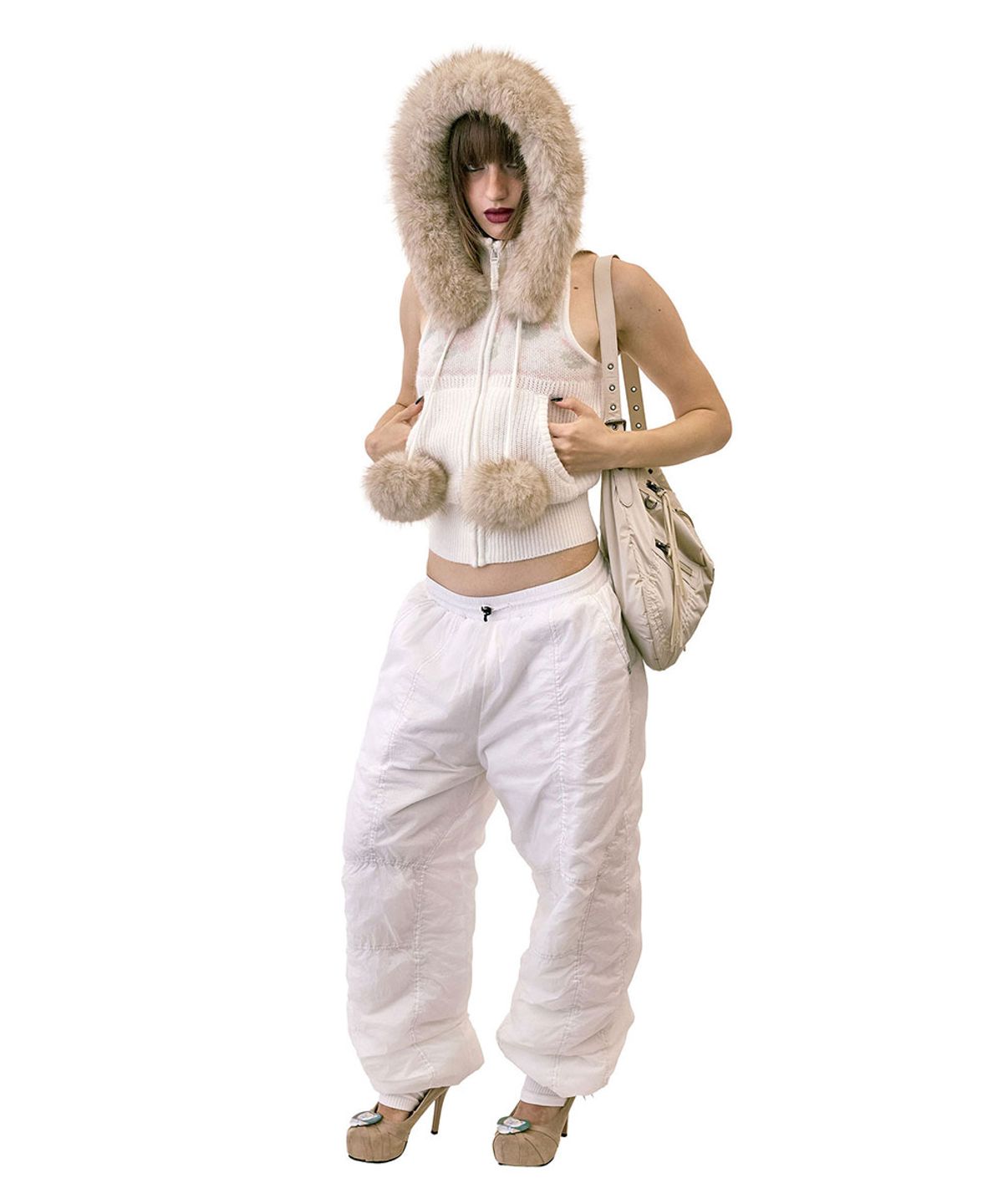스컬프터(SCULPTOR) Metallic Hobo Bag Cream