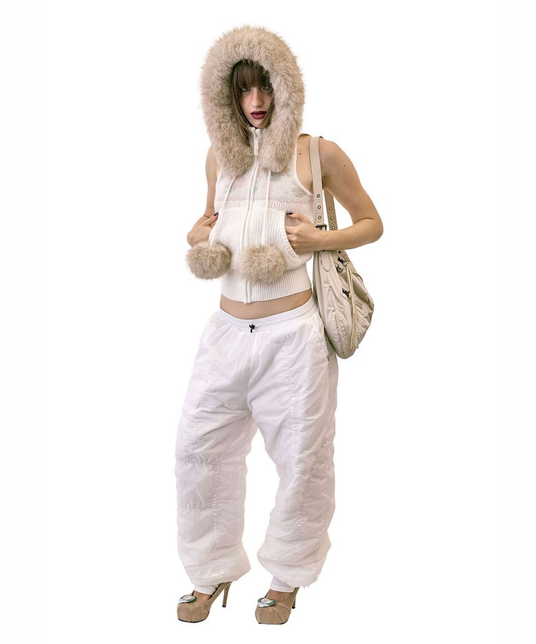 Padded Wide Pants White