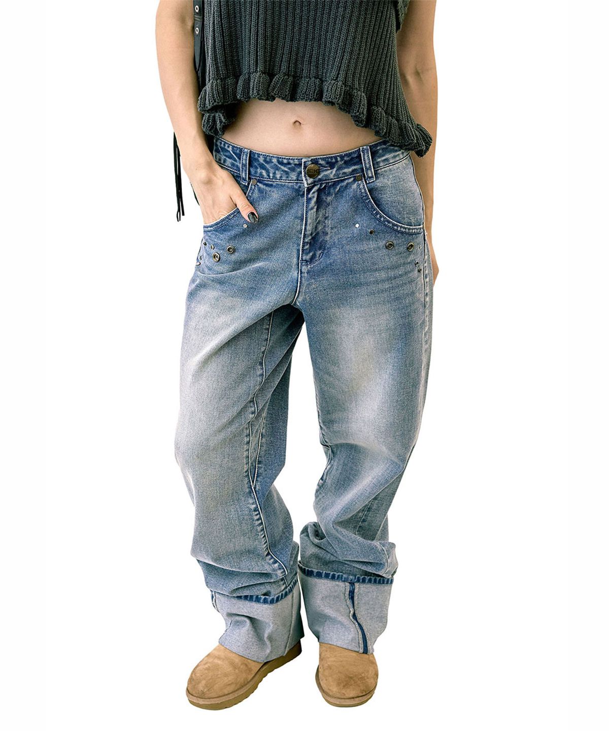 스컬프터(SCULPTOR) Angelic Roll Up Denim Mid Blue