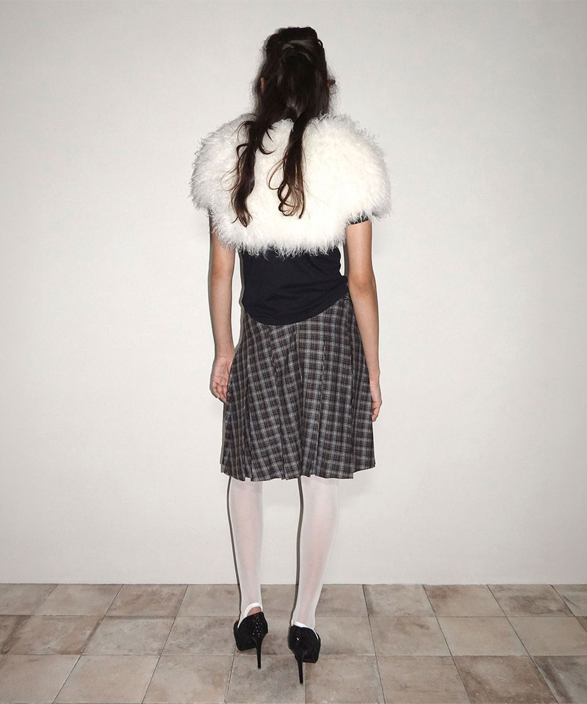 스컬프터(SCULPTOR) Plaid Pleated Midi Skirt Brown