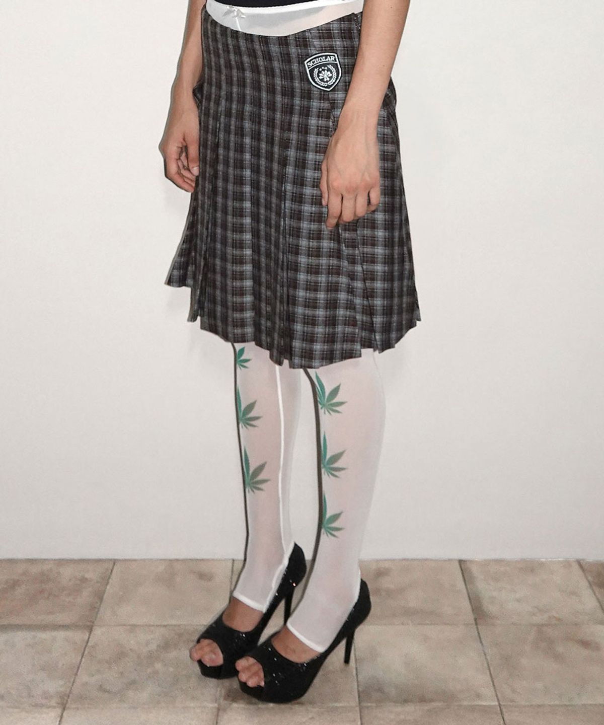 스컬프터(SCULPTOR) Plaid Pleated Midi Skirt Brown