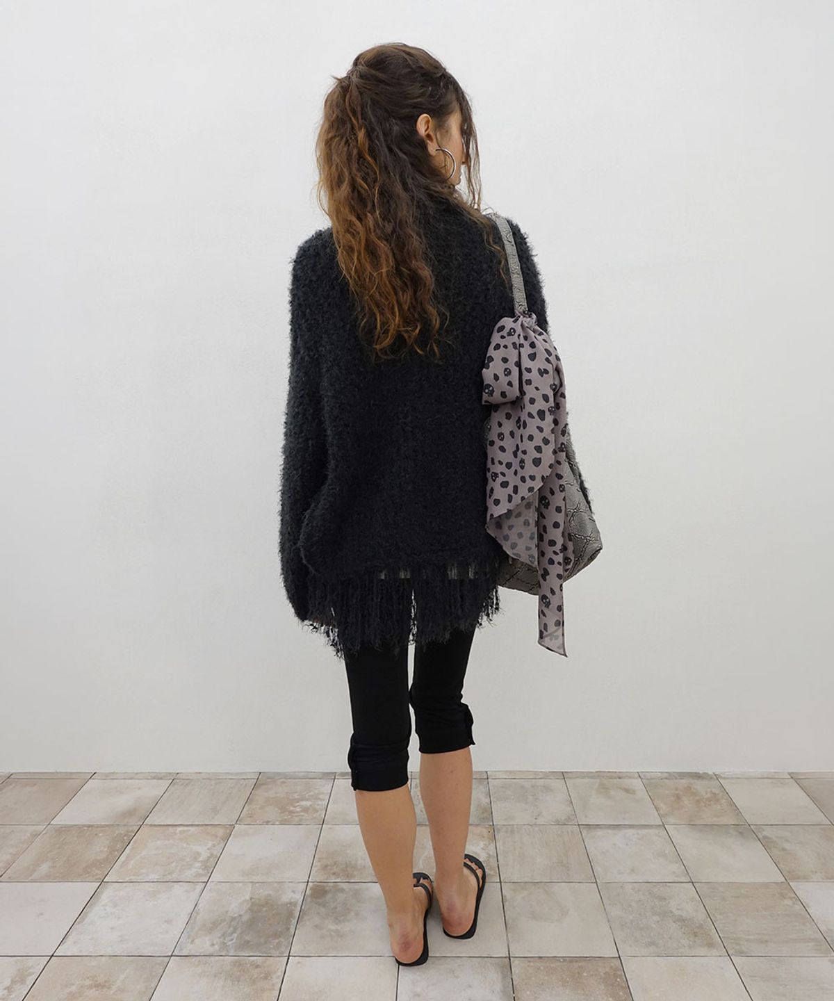 스컬프터(SCULPTOR) Fuzzy Fringe Cardigan Charcoal