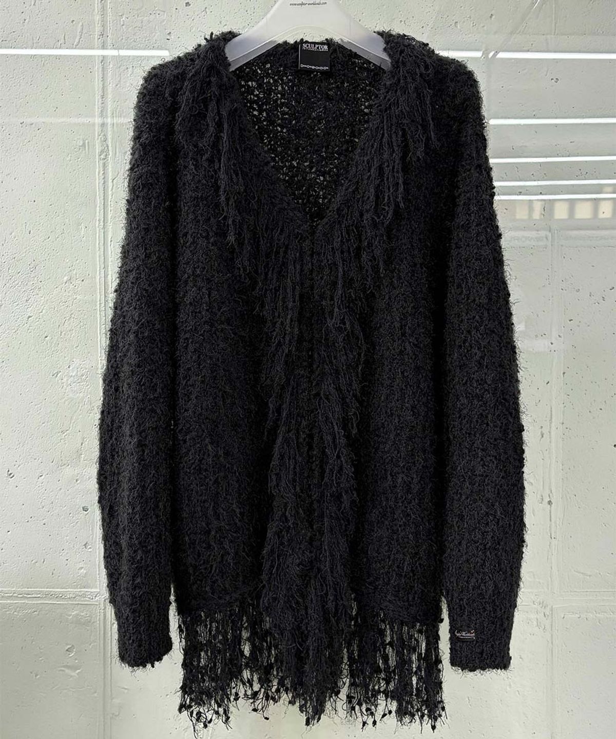 스컬프터(SCULPTOR) Fuzzy Fringe Cardigan Charcoal