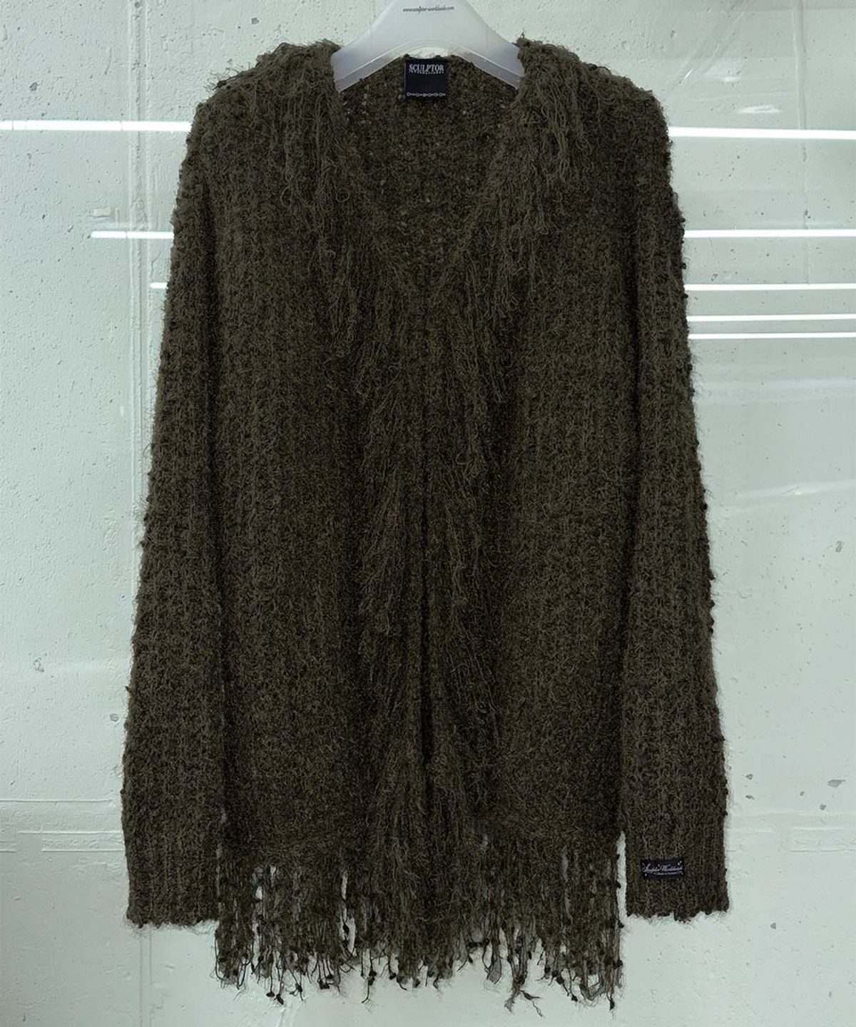 스컬프터(SCULPTOR) Fuzzy Fringe Cardigan Khaki